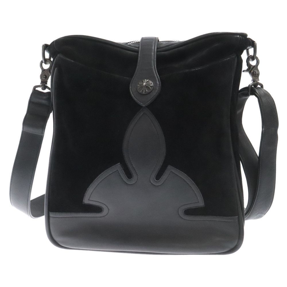 image of Chrome Hearts Flare Suede Shoulder Bag in Black, Men's