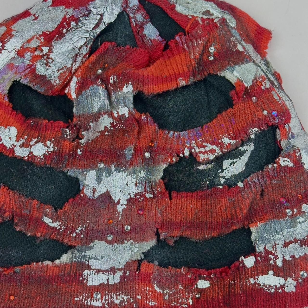 Other ASTROBOI* Orange and Red Striped Cutout Rhinestone Beanie Size ONE SIZE - 4 Thumbnail
