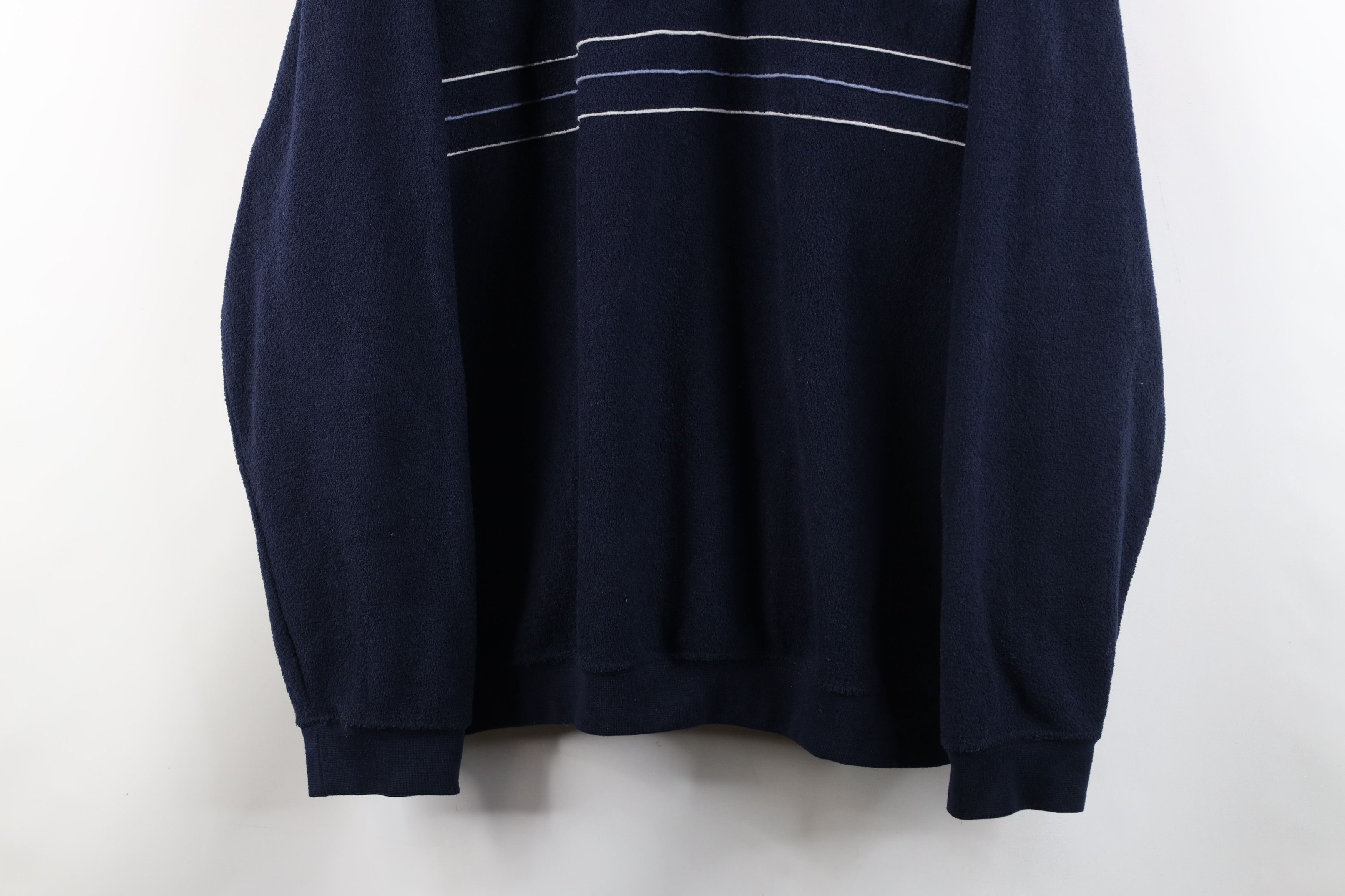 Vintage Vintage 90s Streetwear Terry Cloth Collared Sweatshirt Blue Size US XXL / EU 58 / 5 - 3 Thumbnail