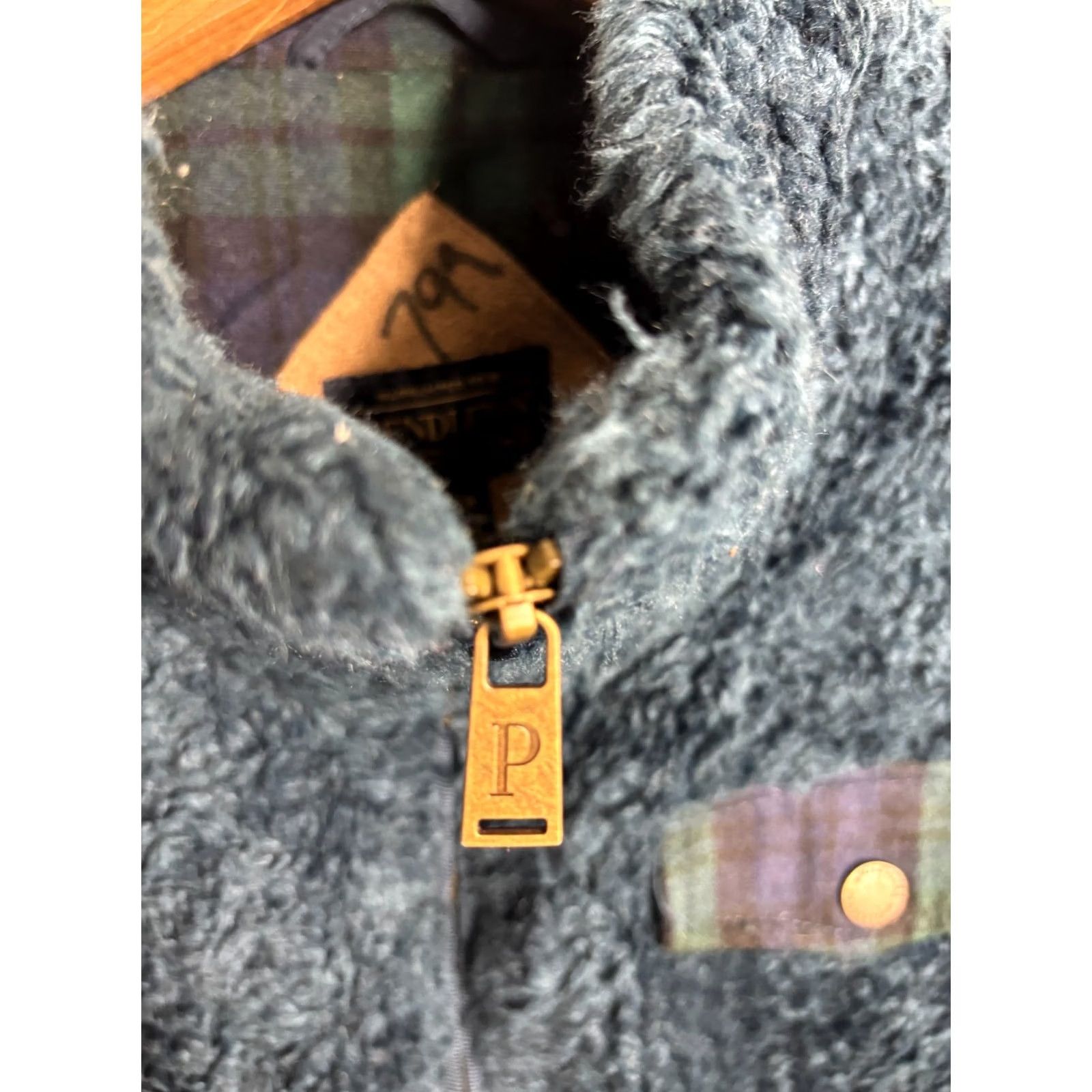 Pendleton Pendleton Fuzzy Jacket Mens S Blue Green Wool Blend Sherpa Fleece Full Zip 5034 Size US S / EU 44-46 / 1 - 3 Thumbnail