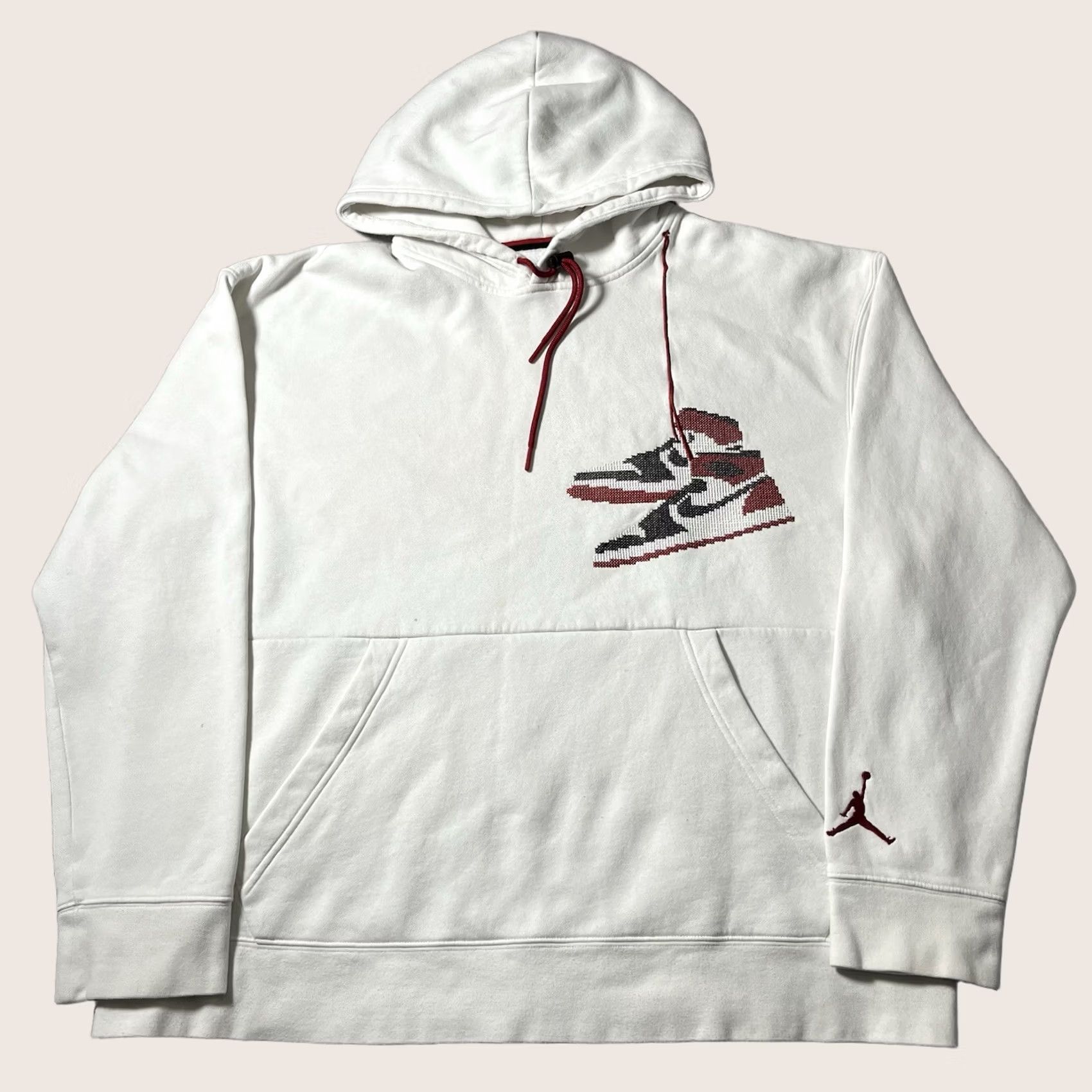 Jordan Brand Air Jordan Hoodie Mens XL White Jumpman Holiday Sweatshirt Hooded Logo Pockets Embroidered 90s Retro Sports Nike Jordan Size US XL / EU 56 / 4 - 1 Thumbnail