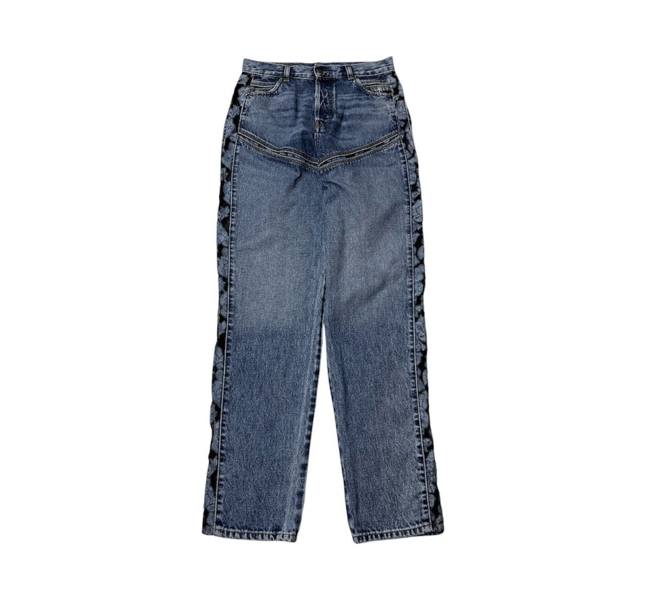 Designer × Diesel Diesel D-Pilut mesh stripe jeans pants washed distressed Size 28" / US 6 / IT 42 - 1 Thumbnail