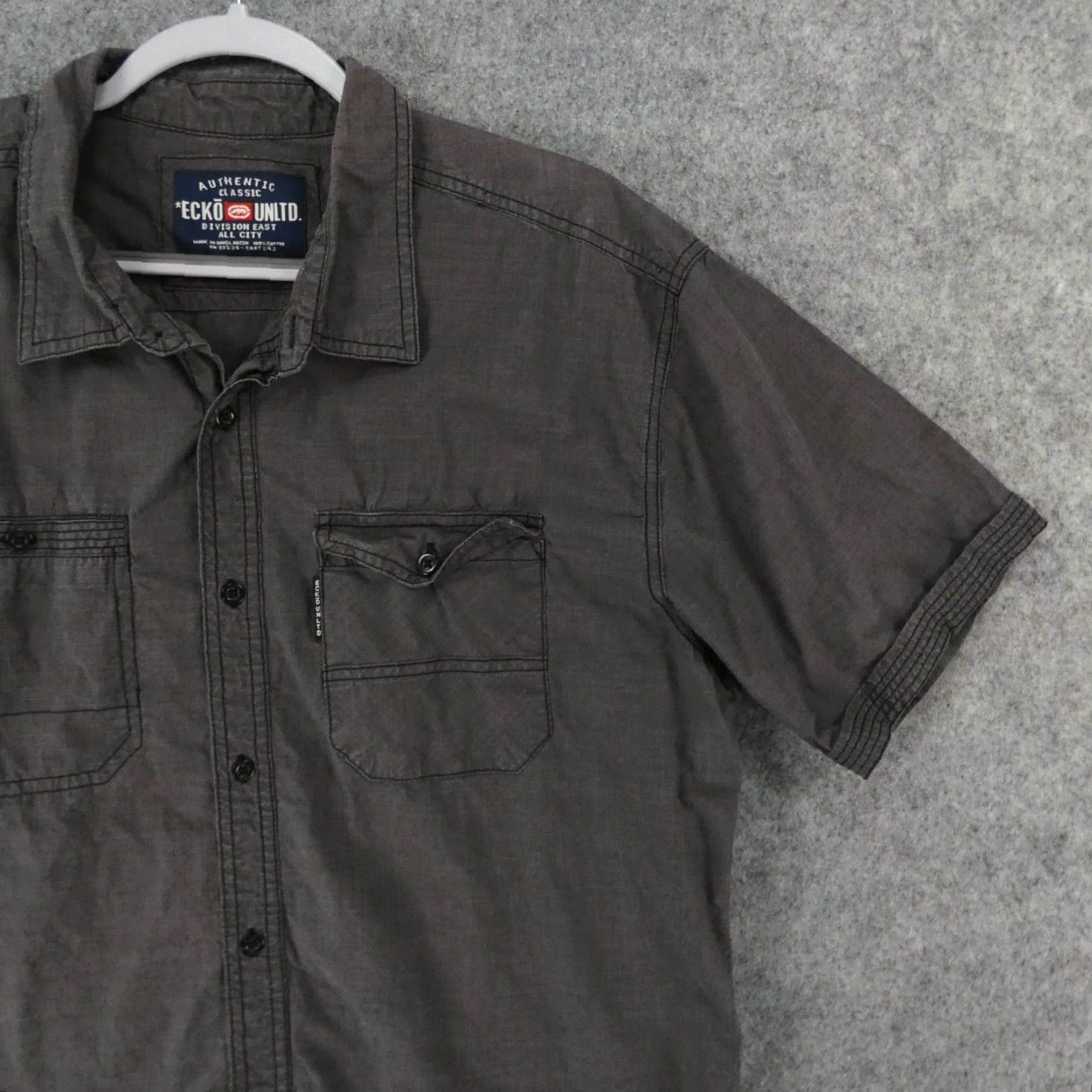 Ecko Unltd. Ecko Unltd Shirt Mens Gray Extra Large Short Sleeve Button Up w Logo Size US XL / EU 56 / 4 - 6 Thumbnail