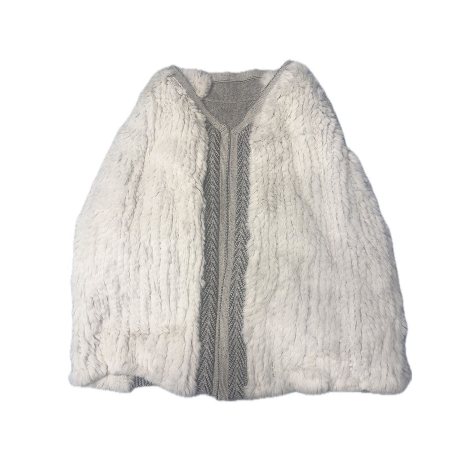 Vince Vince Reversible Sherpa Knit Cardigan Vest Gray & Cream Size M / US 6-8 / IT 42-44 - 1 Thumbnail