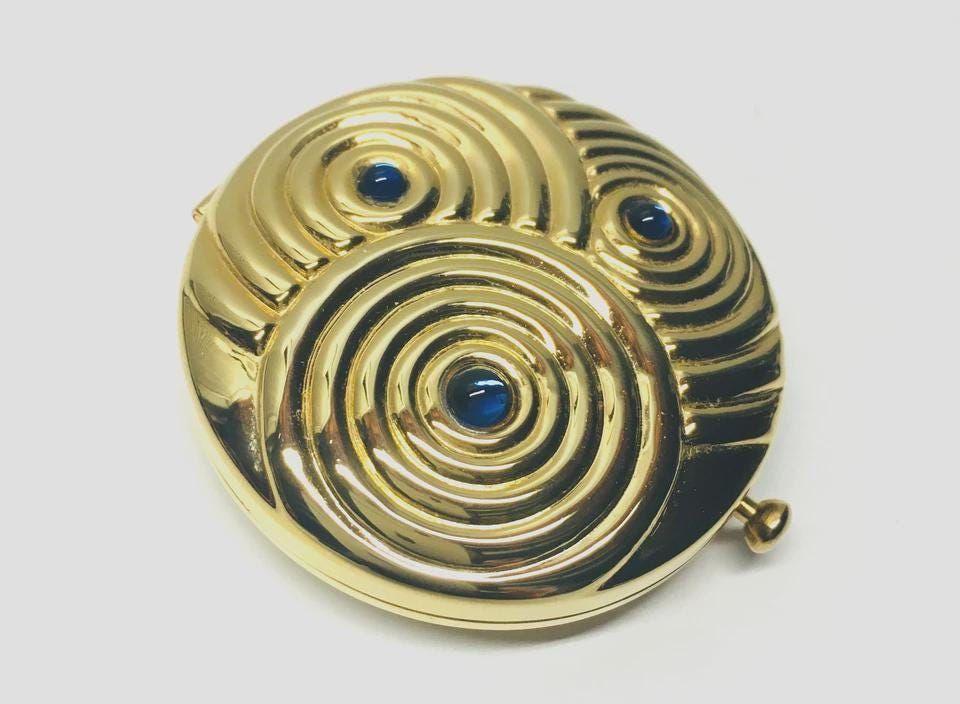 Other Vintage Estee Lauder Gold Swirl Peacock Mini Compact Case Size ONE SIZE - 4 Thumbnail