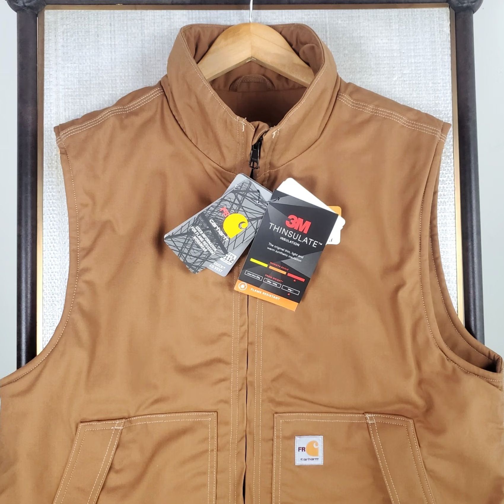 Carhartt Carhartt Vest Mens FR Flame Resistant Full Zip Quick Duck Canvas Rain Defender Insulated 3M Thinsulate L Beige Sandstone Khaki Size L Size US L / EU 52-54 / 3 - 3 Thumbnail