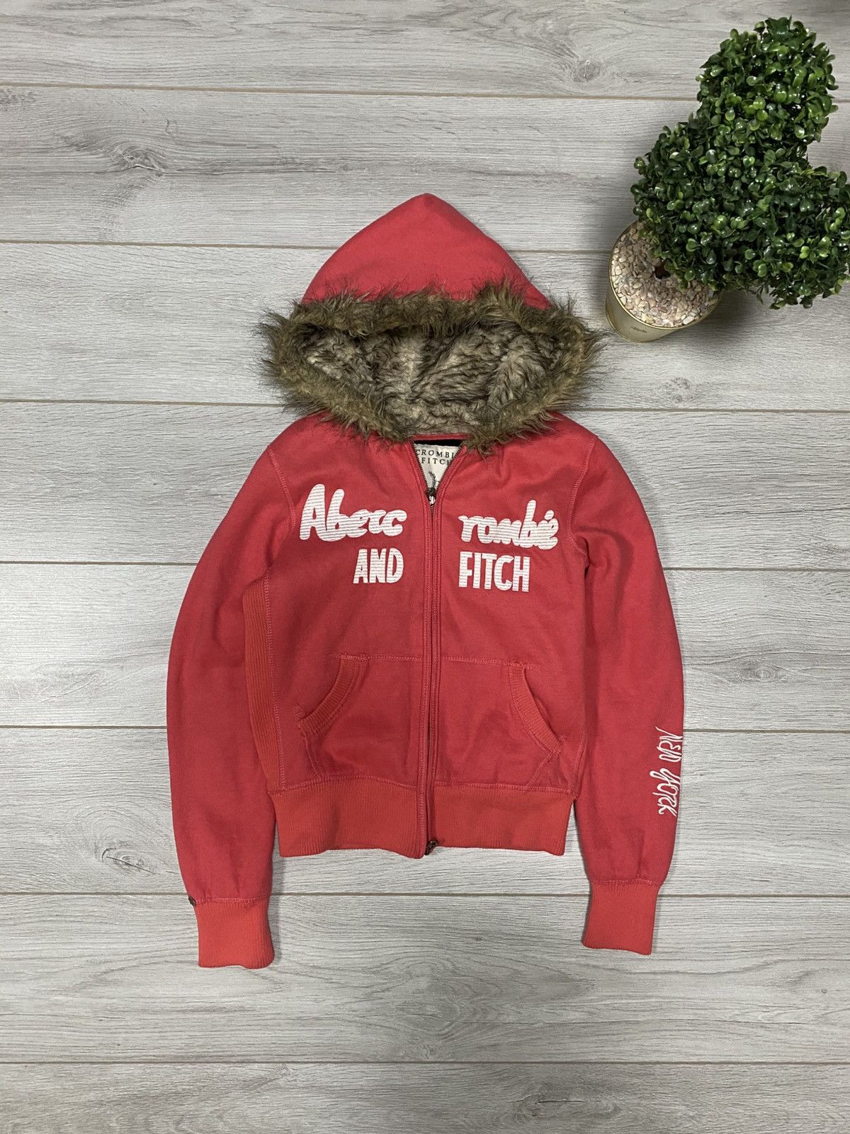 Abercrombie & Fitch Abercrombie full fur hood Y2K big logo heavy zip hoodie Size L / US 10 / IT 46 - 3 Thumbnail