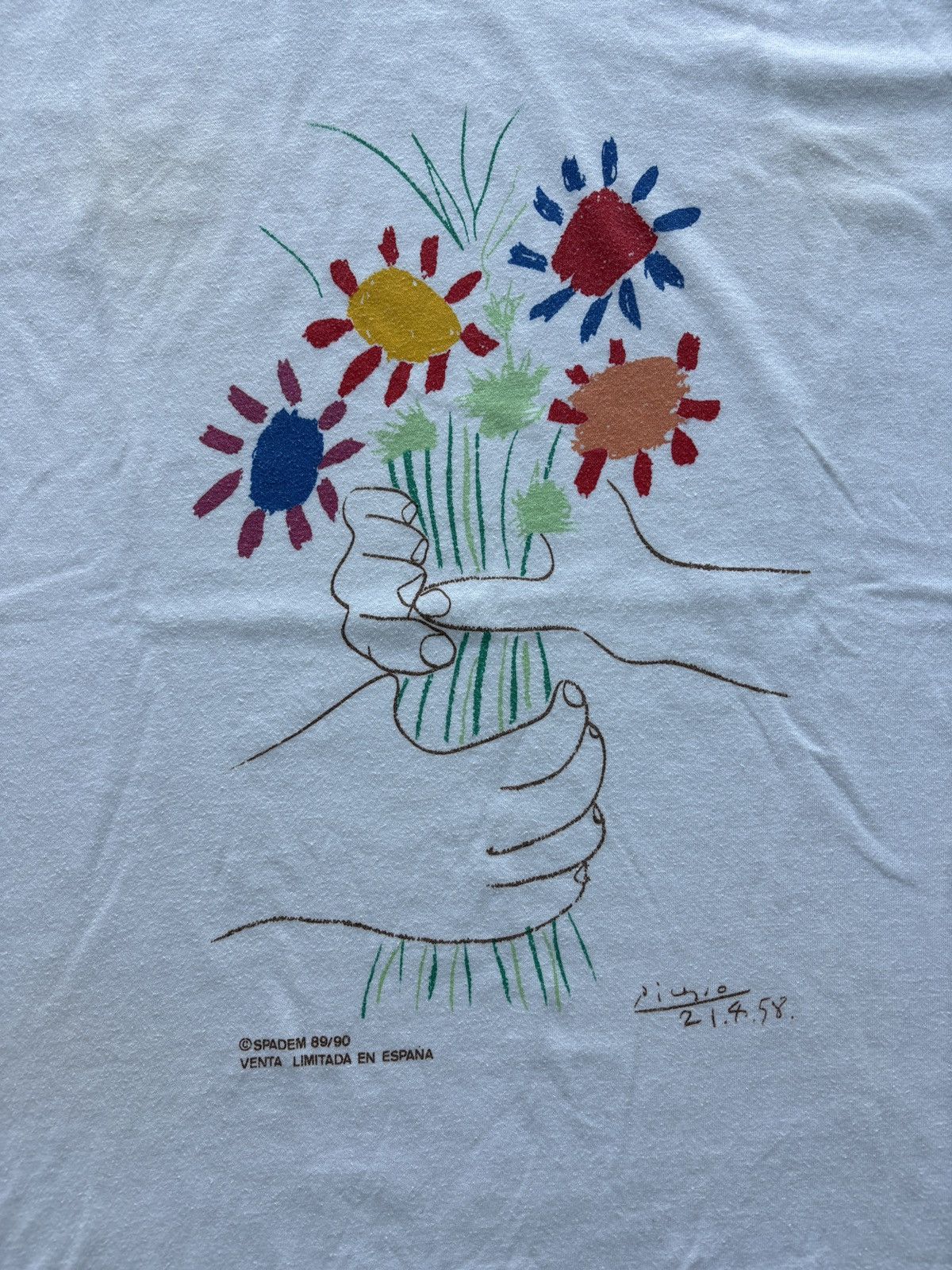 Vintage Vintage 1990 Picasso Bouquet of Flowers Graphic Tee Size US M / EU 48-50 / 2 - 2 Thumbnail