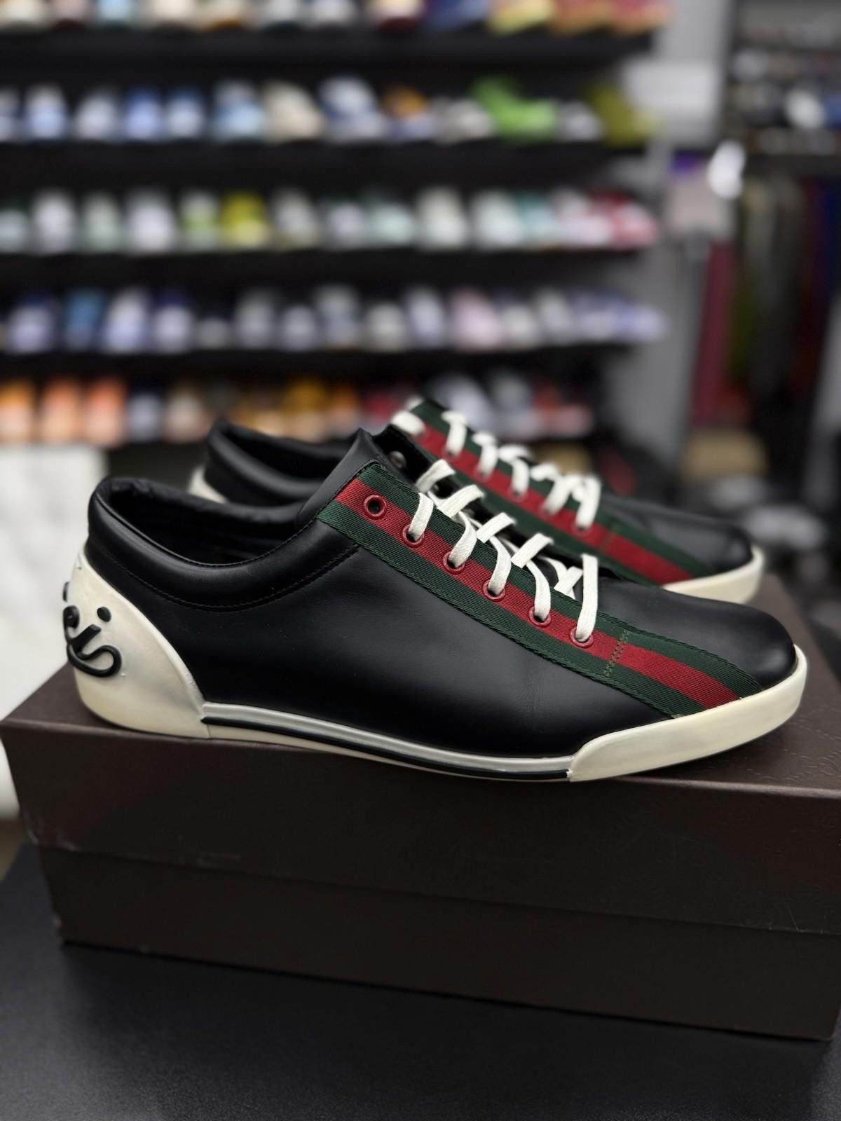 GUCCi Boulevard Black Leather Web Sneakers Gucci 9.5G/10US