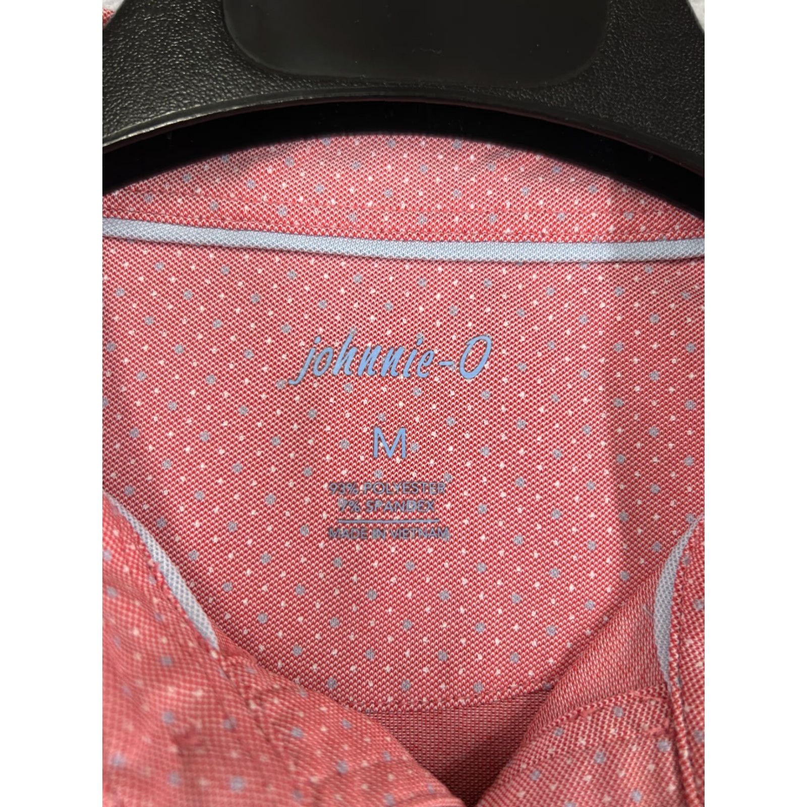 johnnie-O johnnie-O Polo Shirt Mens M Pink Dotted Golf Polo Shirt Poly Blend Short Sleeve Embroidered Logo Regular Fit Size US M / EU 48-50 / 2 - 3 Thumbnail