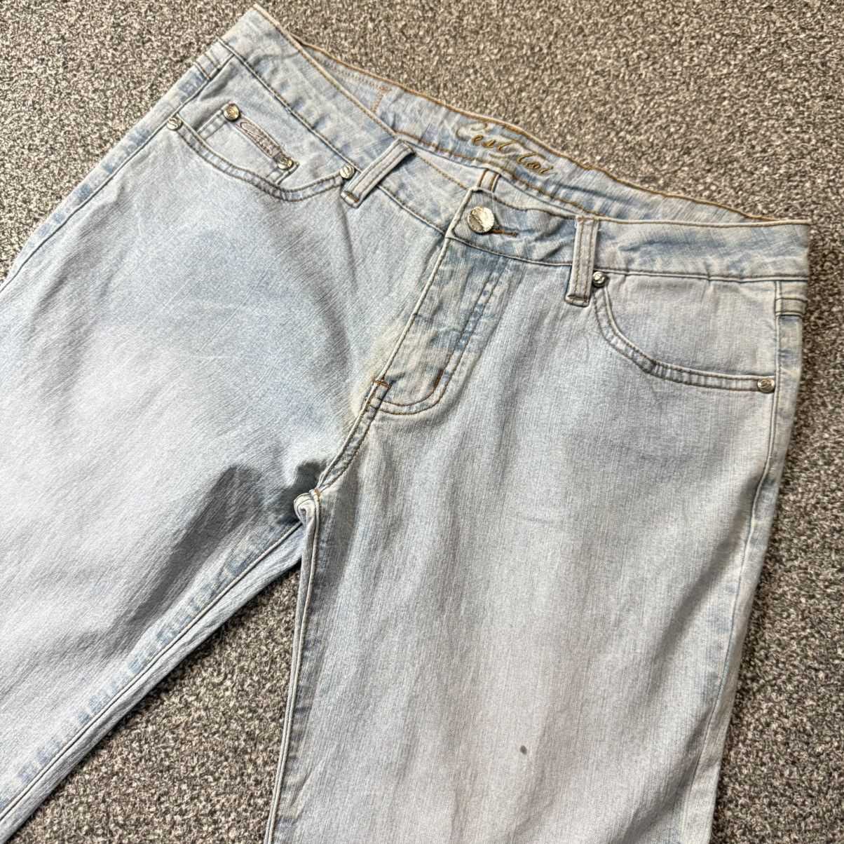 Japanese Brand 🔥🇯🇵 Vtg 90s Faded Denim Baggy Flared Size US 32 / EU 48 - 3 Thumbnail