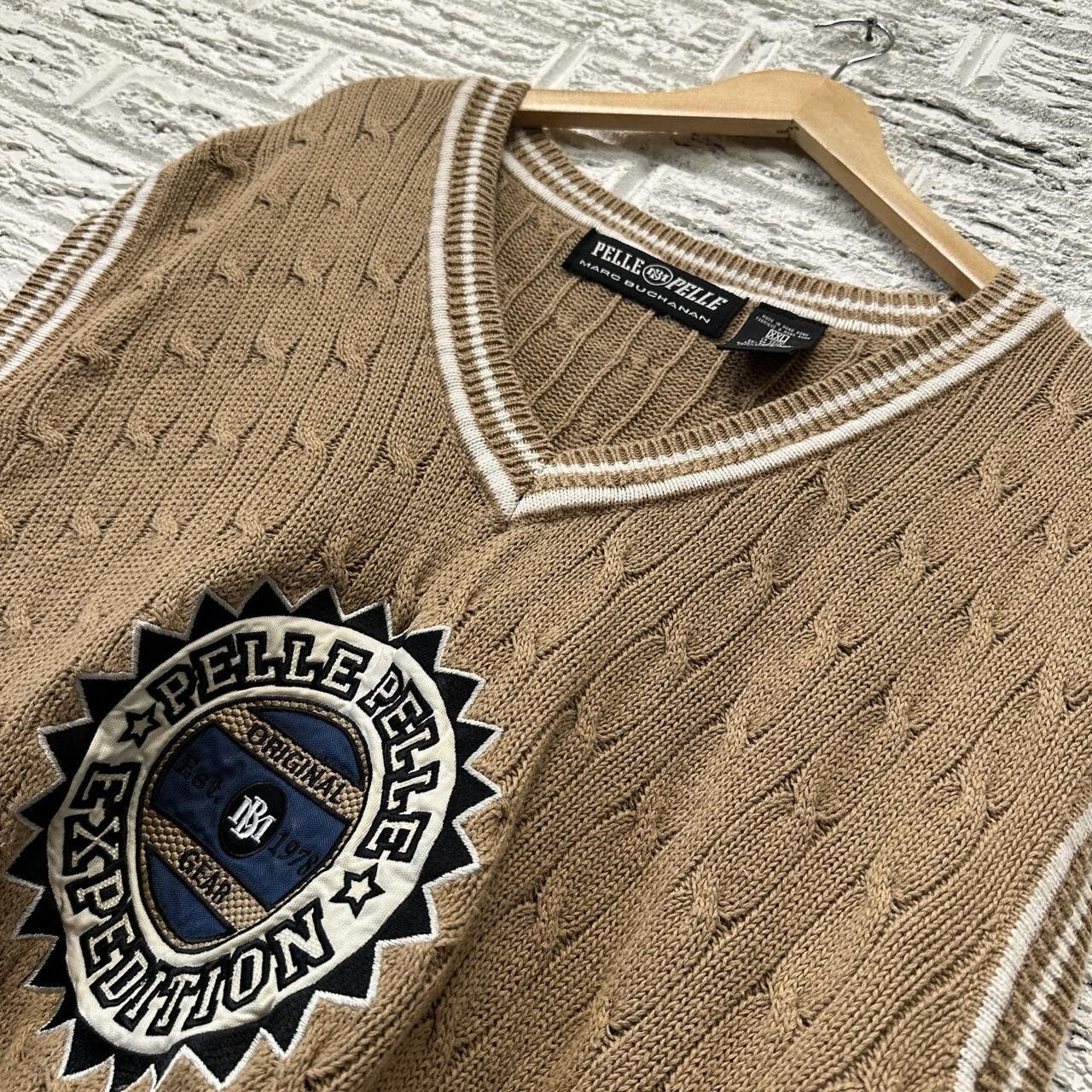Vintage Y2K Pelle Pelle Sweater Vest XXL Brown Embroidered
