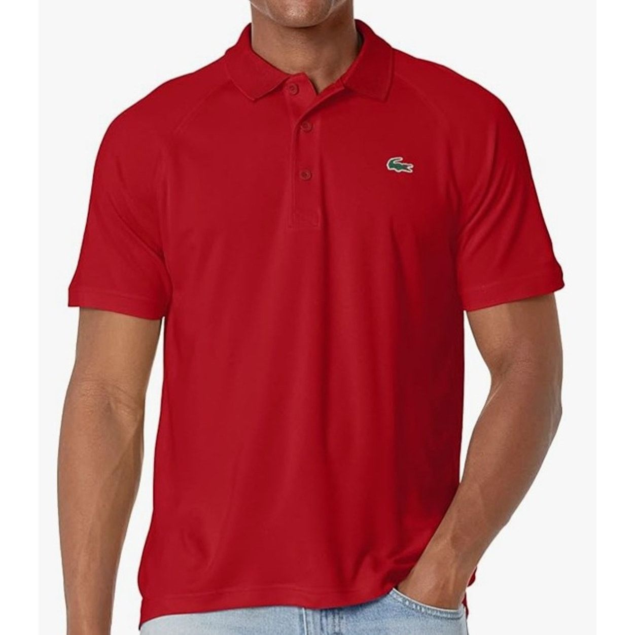 Lacoste Lacoste Mens Ultra Dry Raglan Sleeve Polo Sport Short Red S Size US S / EU 44-46 / 1 - 1 Thumbnail