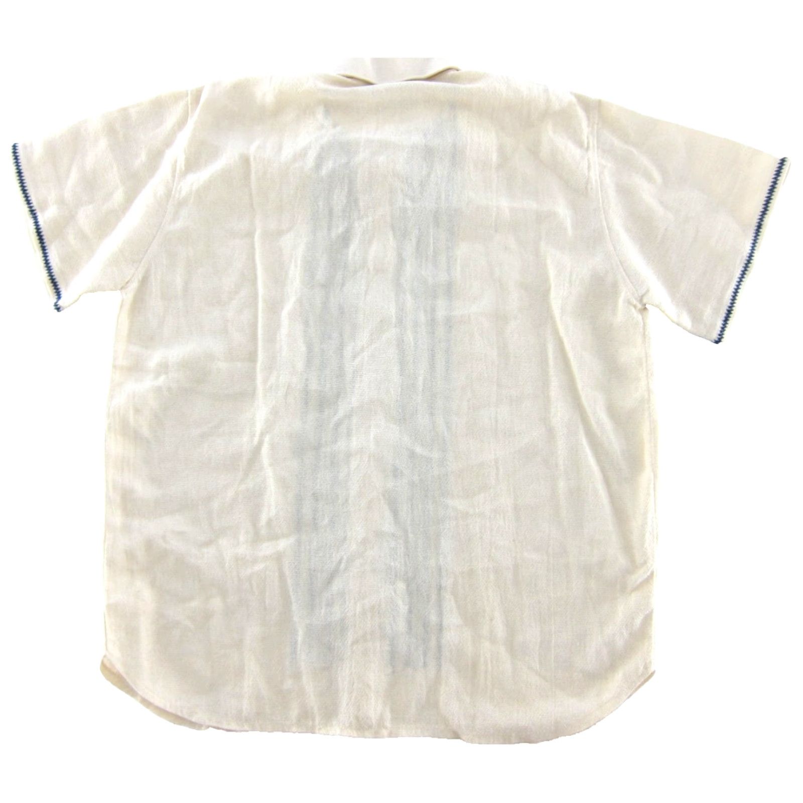 Vintage VINTAGE New Vintage 100% Raw Cotton Ivory Blue Short Sleeve Button Up Shirt Men XL 44 Size US XL / EU 56 / 4 - 4 Thumbnail
