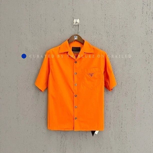 Prada Bright Orange Short Sleeve Button-Up Shirt Size US S / EU 44-46 / 1 - 1 Thumbnail