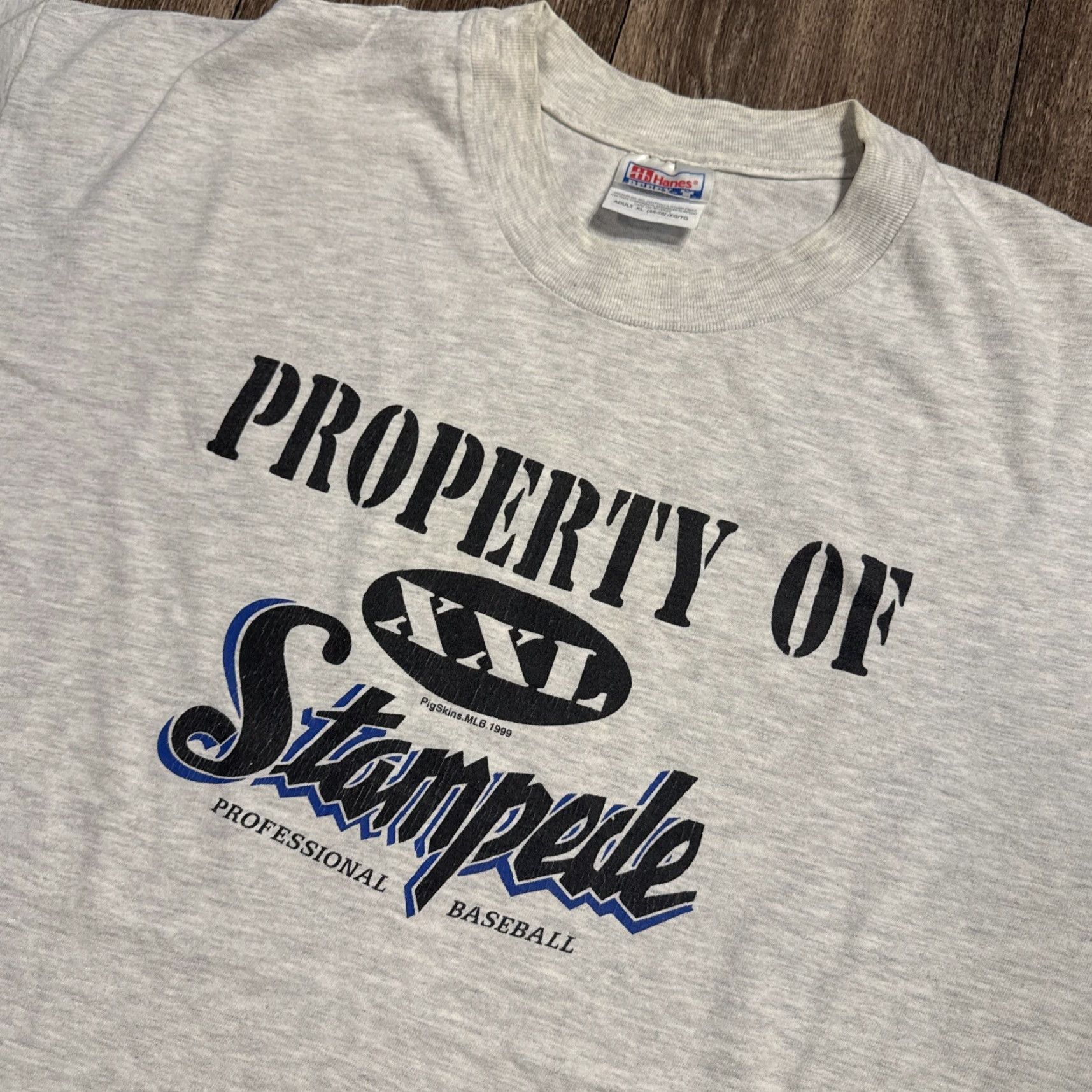 Hanes VINTAGE 1999 San Bernardino Stampede MiLB Minor League Baseball Angels XL Shirt Mens Gray Size US XL / EU 56 / 4 - 2 Thumbnail