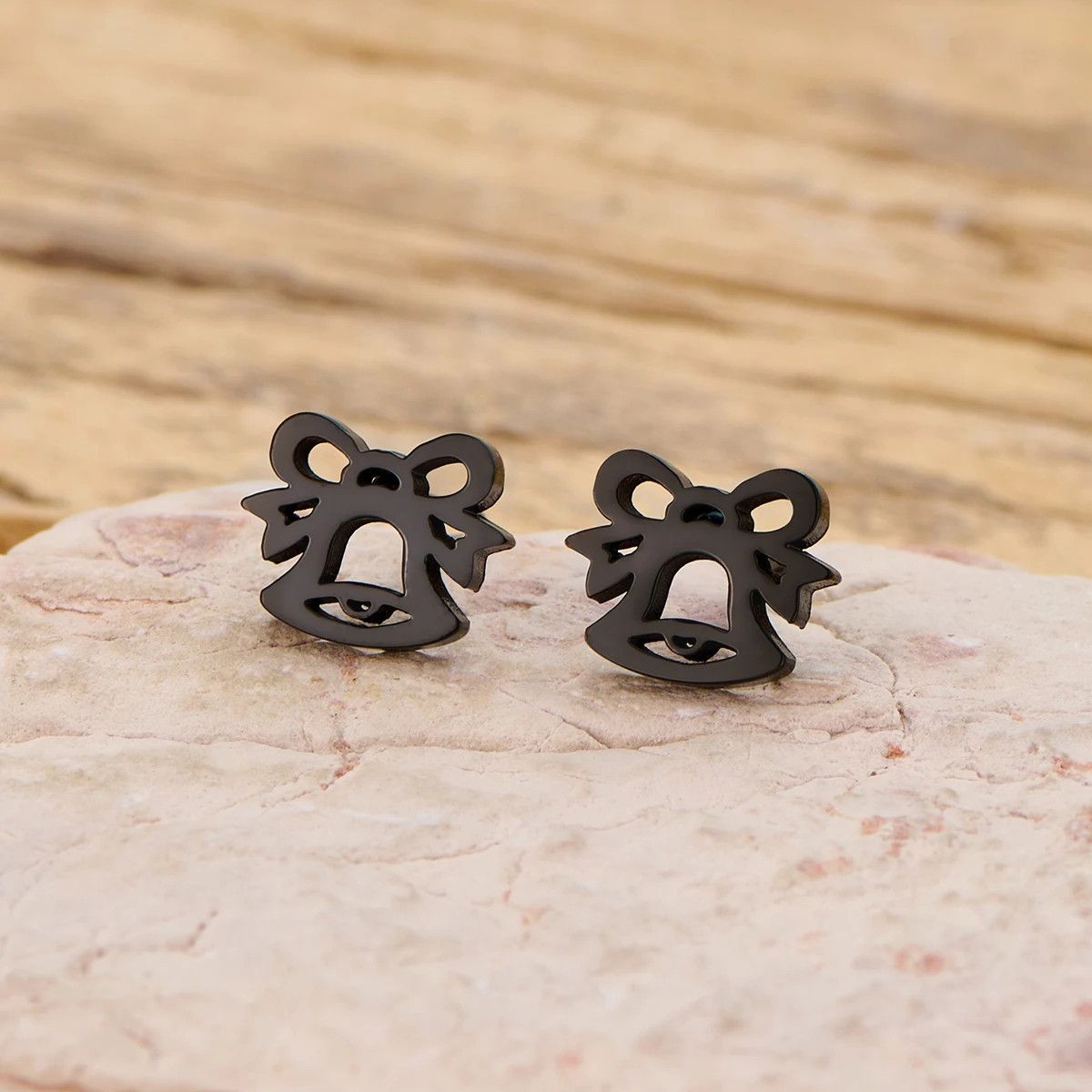 Jewelry Christmas Bow Bell Mini Stud Earrings Charm Earring Gift Size ONE SIZE - 1 Preview