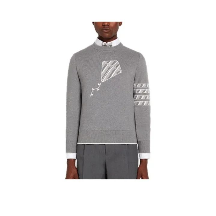 Thom Browne Thom Browne Gray Pullover Knit Sweater Size US L / EU 52-54 / 3 - 1 Thumbnail