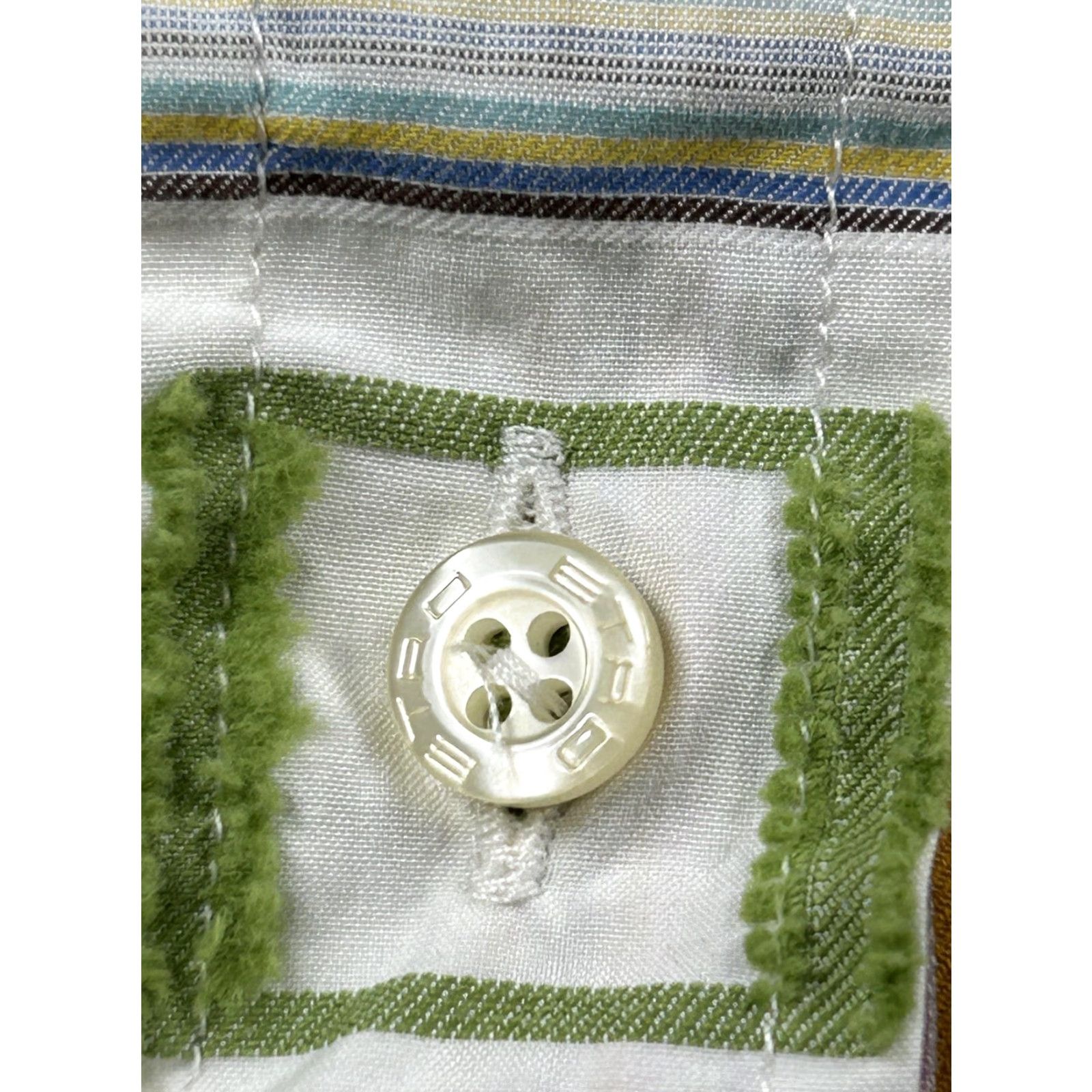 Etro ETRO Shirt Womens 42 White Green Geometric Slim Fit Long Sleeve Made In Italy Size M / US 6-8 / IT 42-44 - 5 Thumbnail