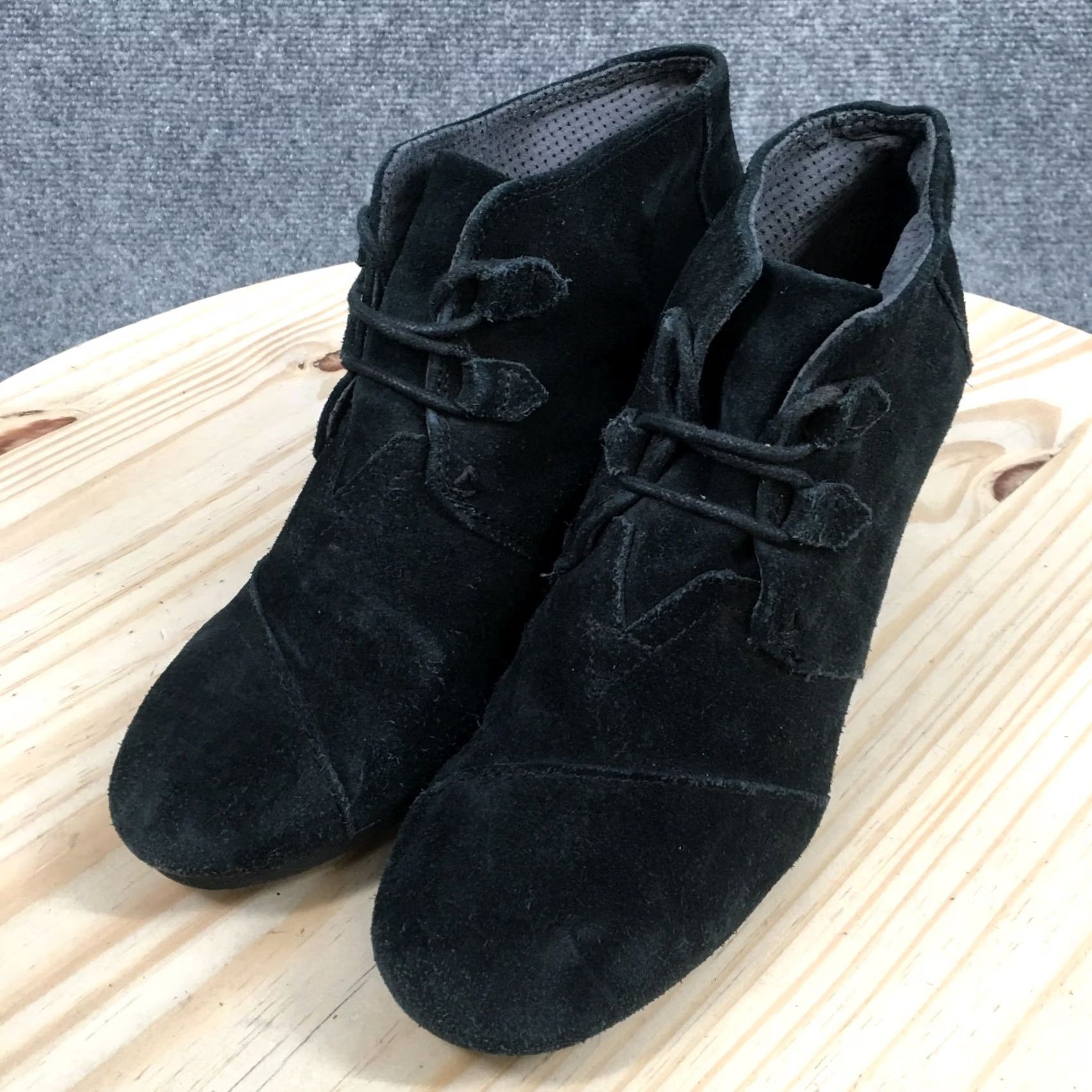 Toms TOMS Boots Womens 10 Kala Bootie Black Lace Up Ankle Top Wedge Heels Boot Dusty Black Lace Up Ankle Bootie Womens 10 TOMS Boots Size L / US 10 / IT 46 - 3 Thumbnail