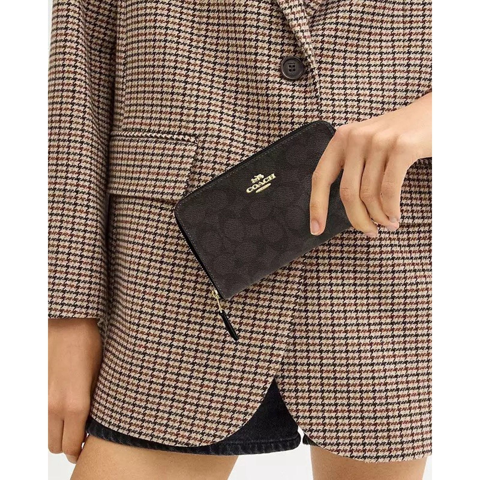 Coach NWT Coach Medium Id Zip Wallet CW781 Walnut Brown Black Size ONE SIZE - 4 Thumbnail