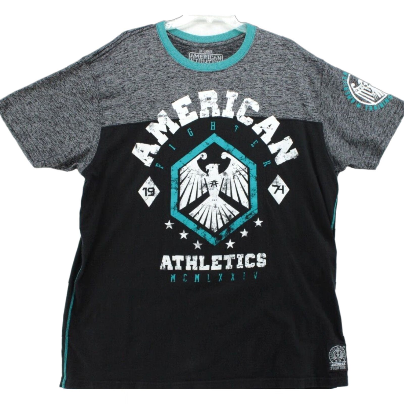 Vintage American Fighter T Shirt Mens 3XL Black Graphic Print Preppy Street Wear Modern Size US XXL / EU 58 / 5 - 1 Thumbnail