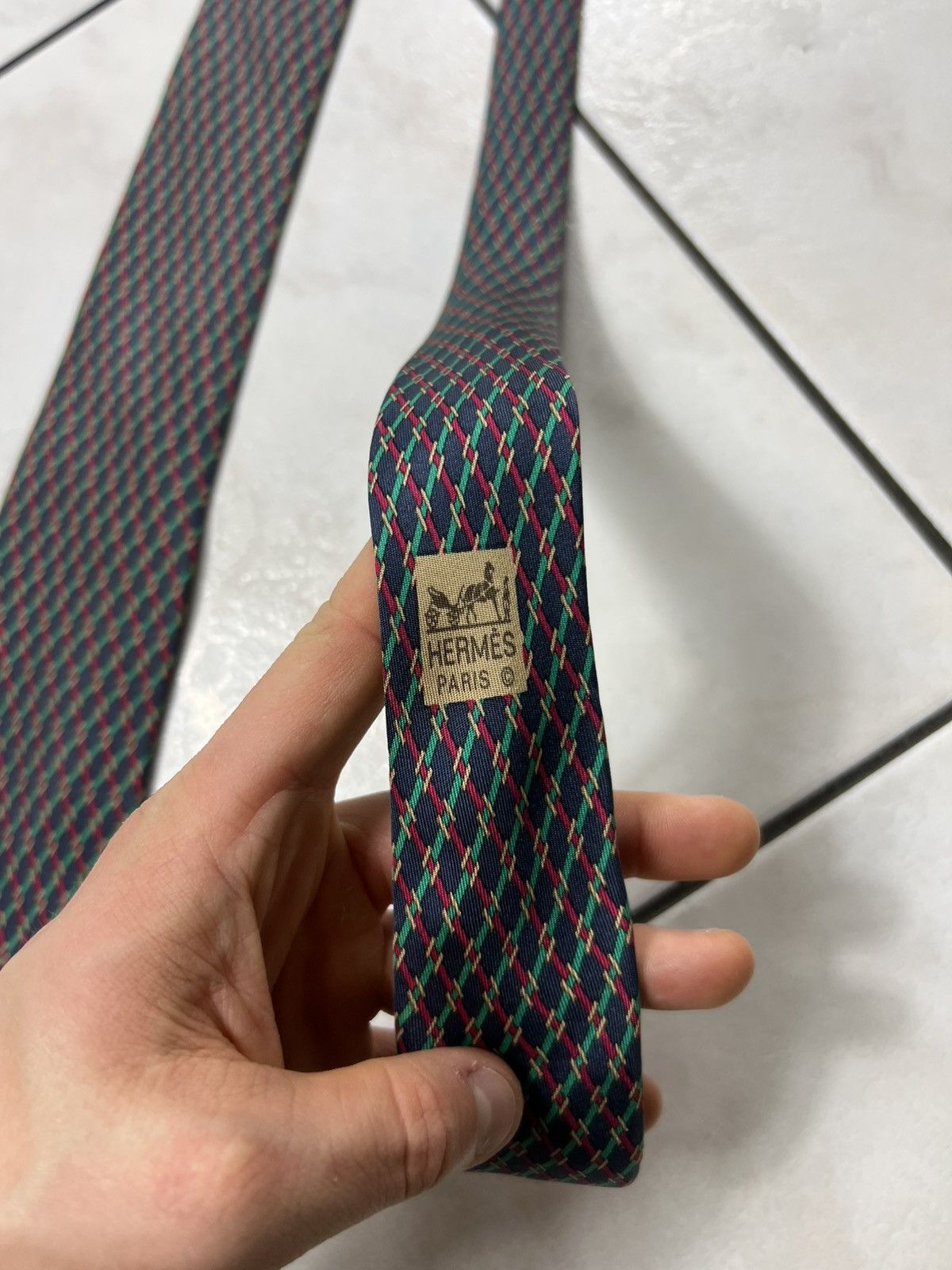 Hermes Vintage Hermes Paris silk tie luxury 7155 FA pattern logo H Size ONE SIZE - 10 Thumbnail