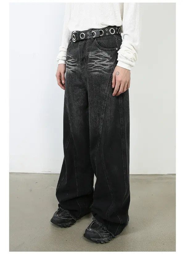 Japanese Brand VIBE Men's retro straight loose stitching casual jeans Size US 34 / EU 50 - 5 Thumbnail