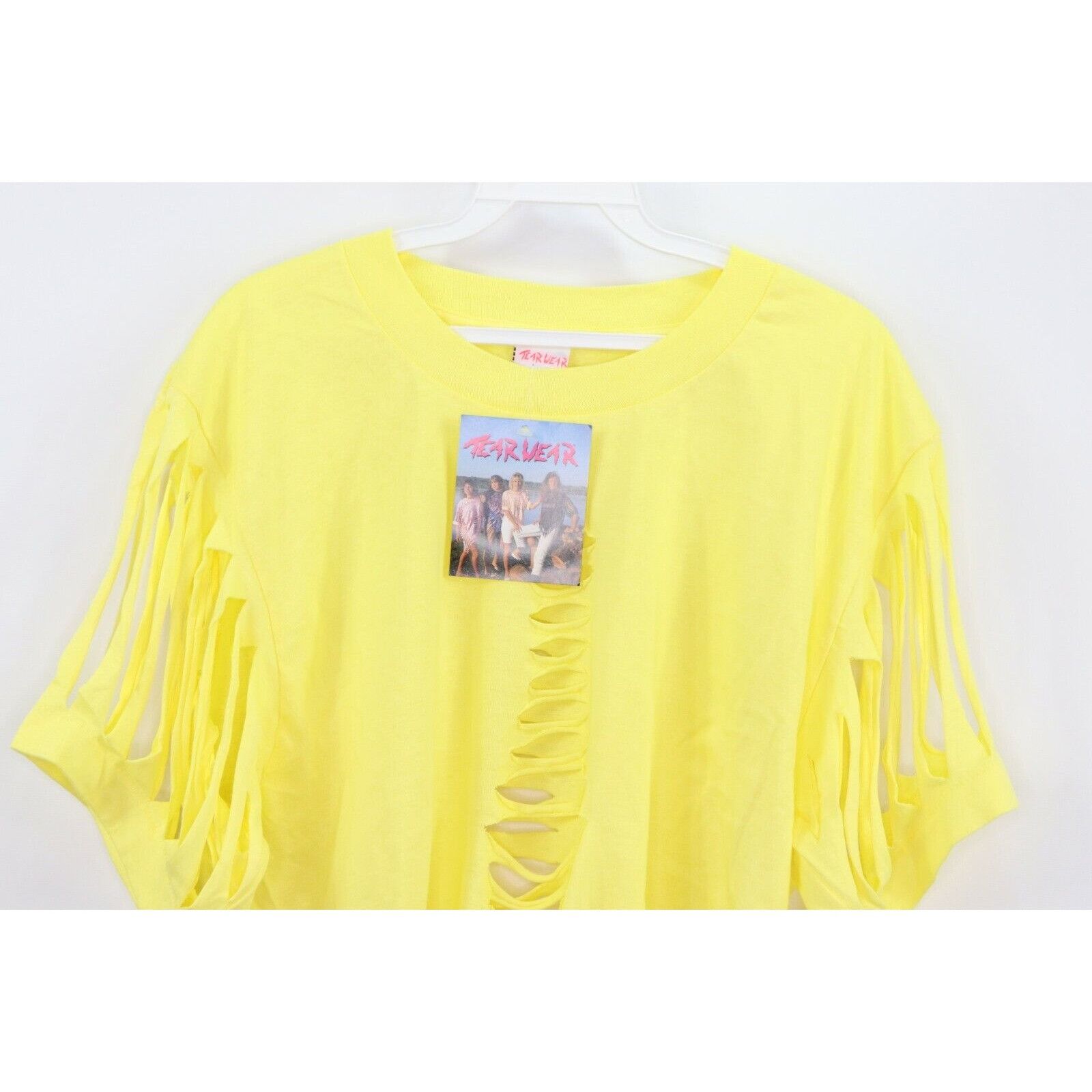 Vintage NOS Vintage 90s Streetwear Cut Fringed Crop Top T-Shirt Size US L / EU 52-54 / 3 - 4 Thumbnail