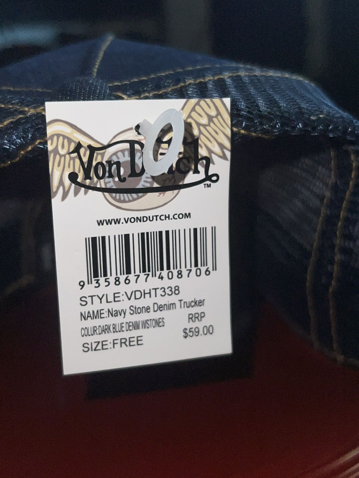 Vintage × Von Dutch NWT Von Dutch Denim And Stones Trucker Snapback Dark Blue Size ONE SIZE - 5 Thumbnail