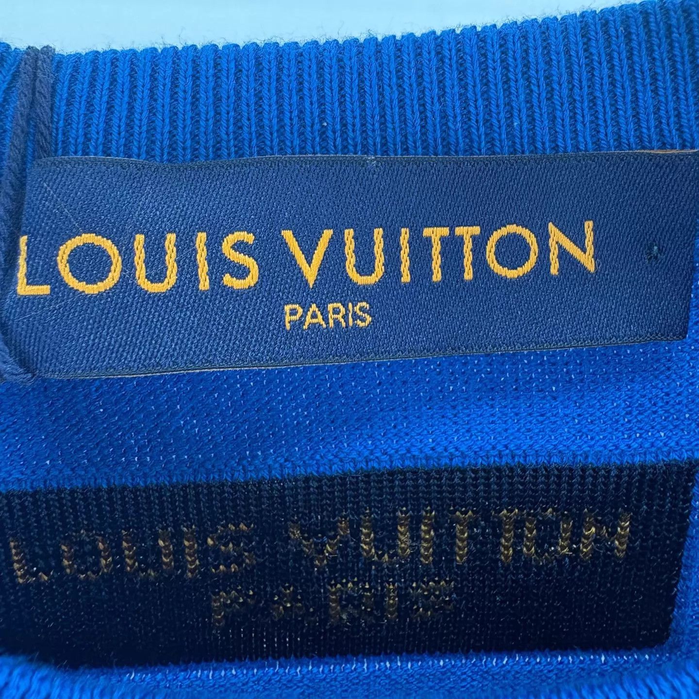 Louis Vuitton LV Blue Knit Logo T-Shirt L NWT Size US L / EU 52-54 / 3 - 5 Thumbnail