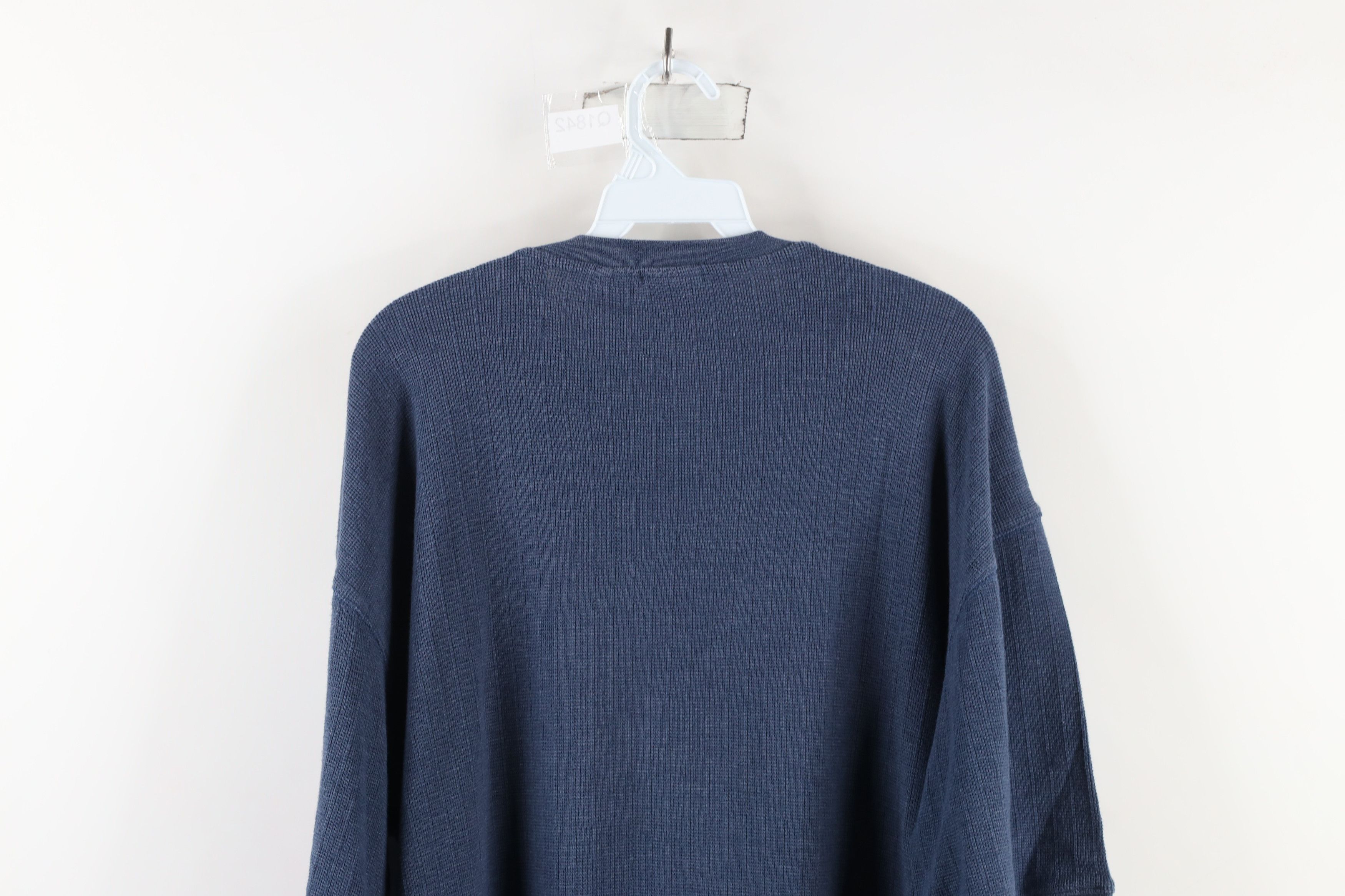 Vintage Vintage 90s Streetwear Thermal Waffle Knit Henley T-Shirt Size US L / EU 52-54 / 3 - 7 Thumbnail