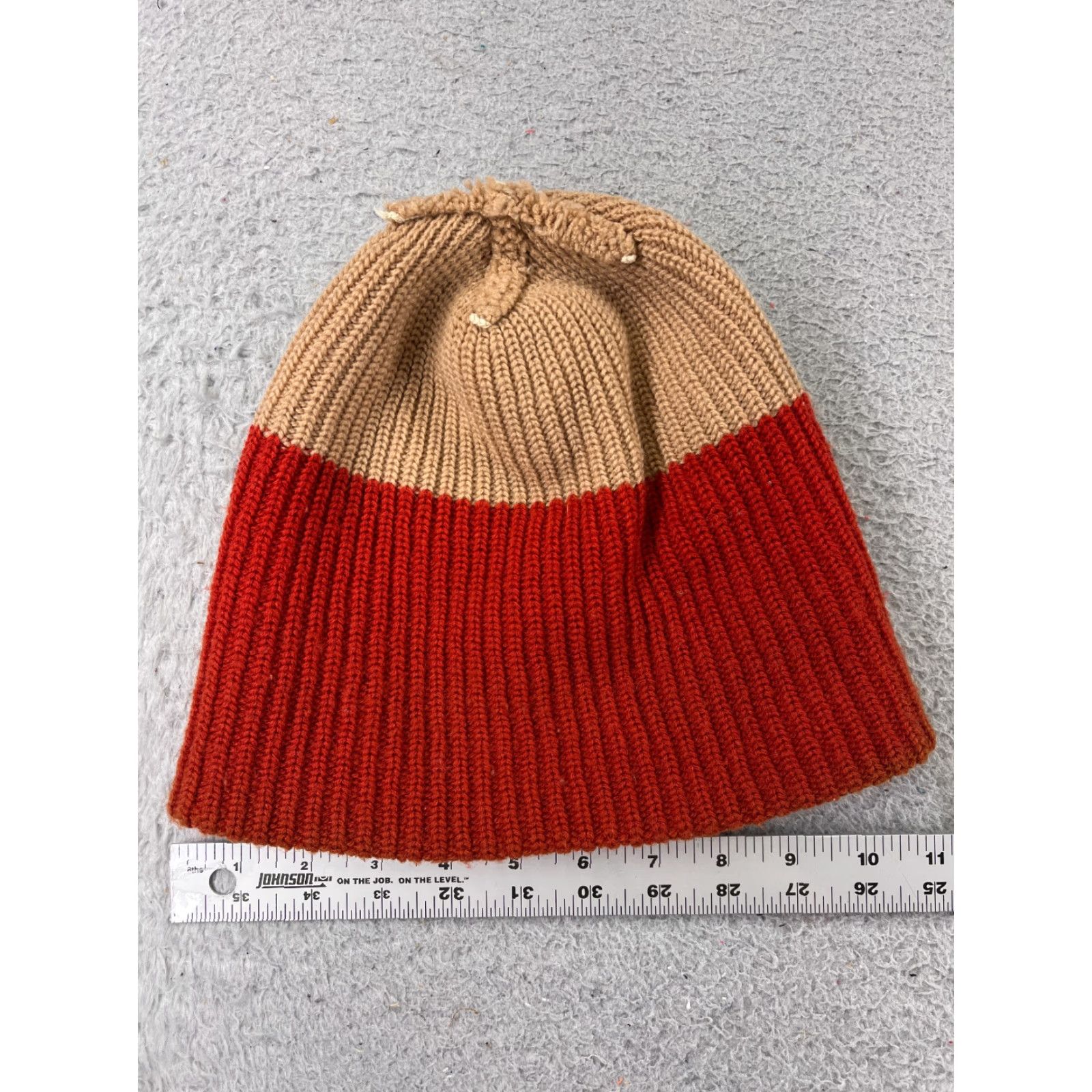 Doublet Red Green Beige Striped Beanie Toque Unisex Adult One Size Double Knit Acrylic Ski Hat Size ONE SIZE - 5 Thumbnail