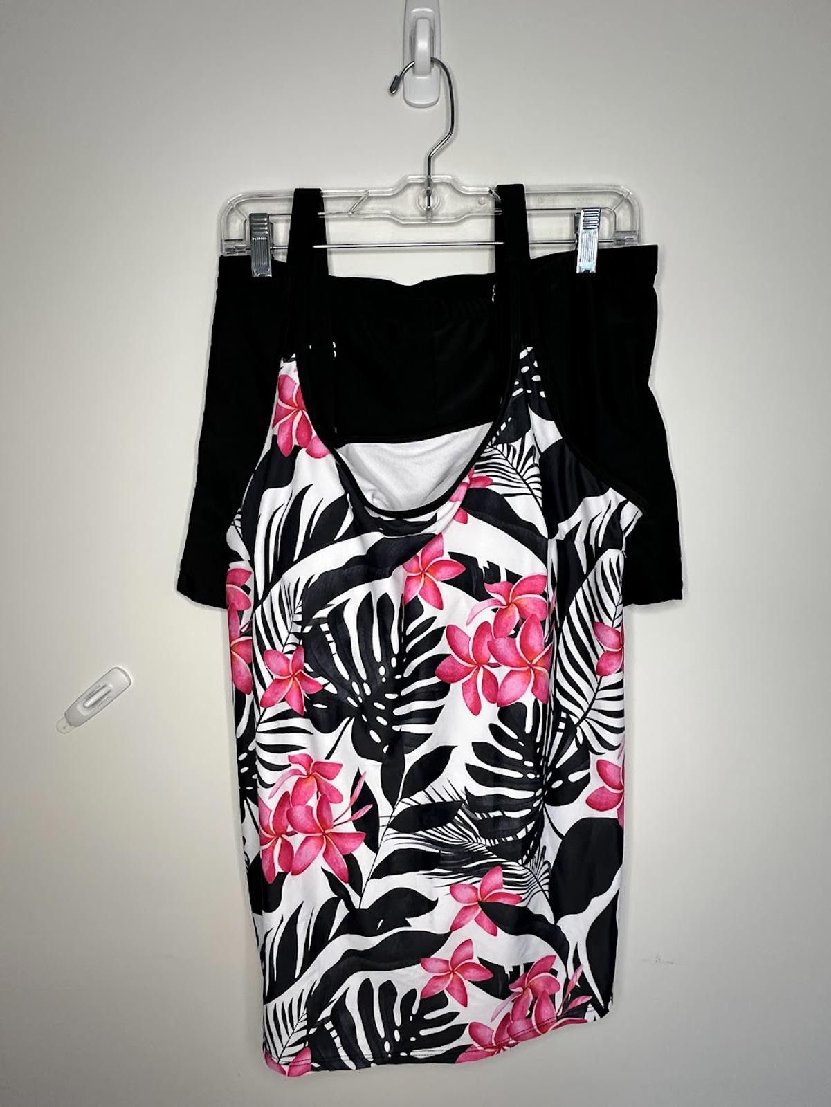 Other Women's Pink and Black Floral Swim Tank & Bottoms - Sz. 2X Size ONE SIZE - 1 Thumbnail