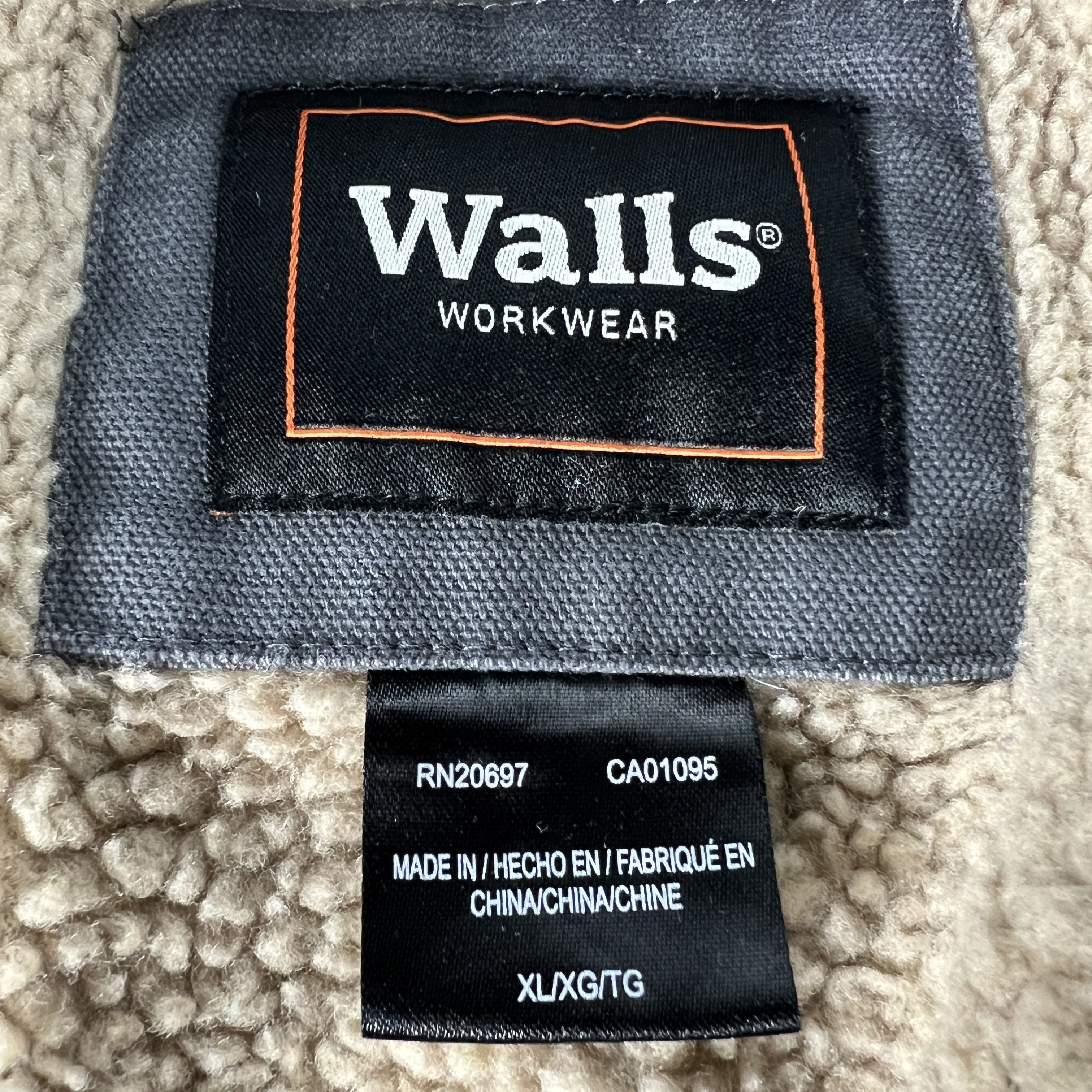 Walls Canvas Chore Jacket Grey Faded Sherpa Lined Full Zip