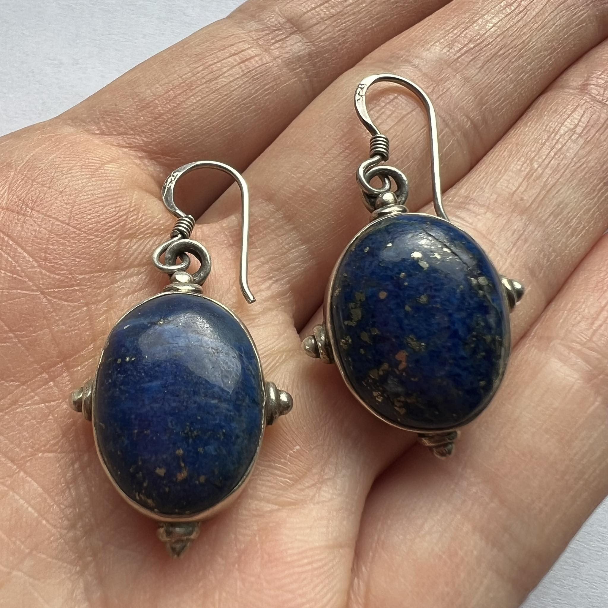 Sterling Silver Vintage Sterling Silver 925 Jewelry Earrings Lapis Lazuli Size ONE SIZE - 5 Thumbnail