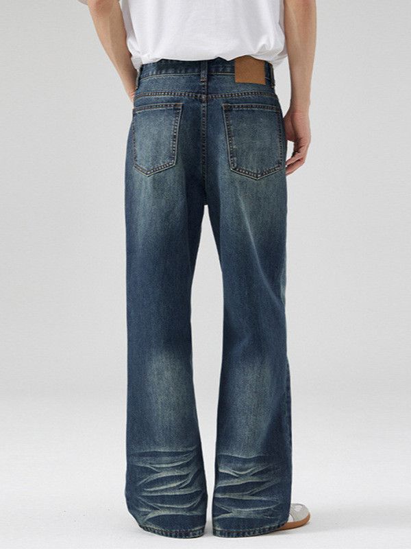Japanese Brand Men's Retro Washed Whiskered Flared Jeans Y2K Size US 32 / EU 48 - 4 Thumbnail