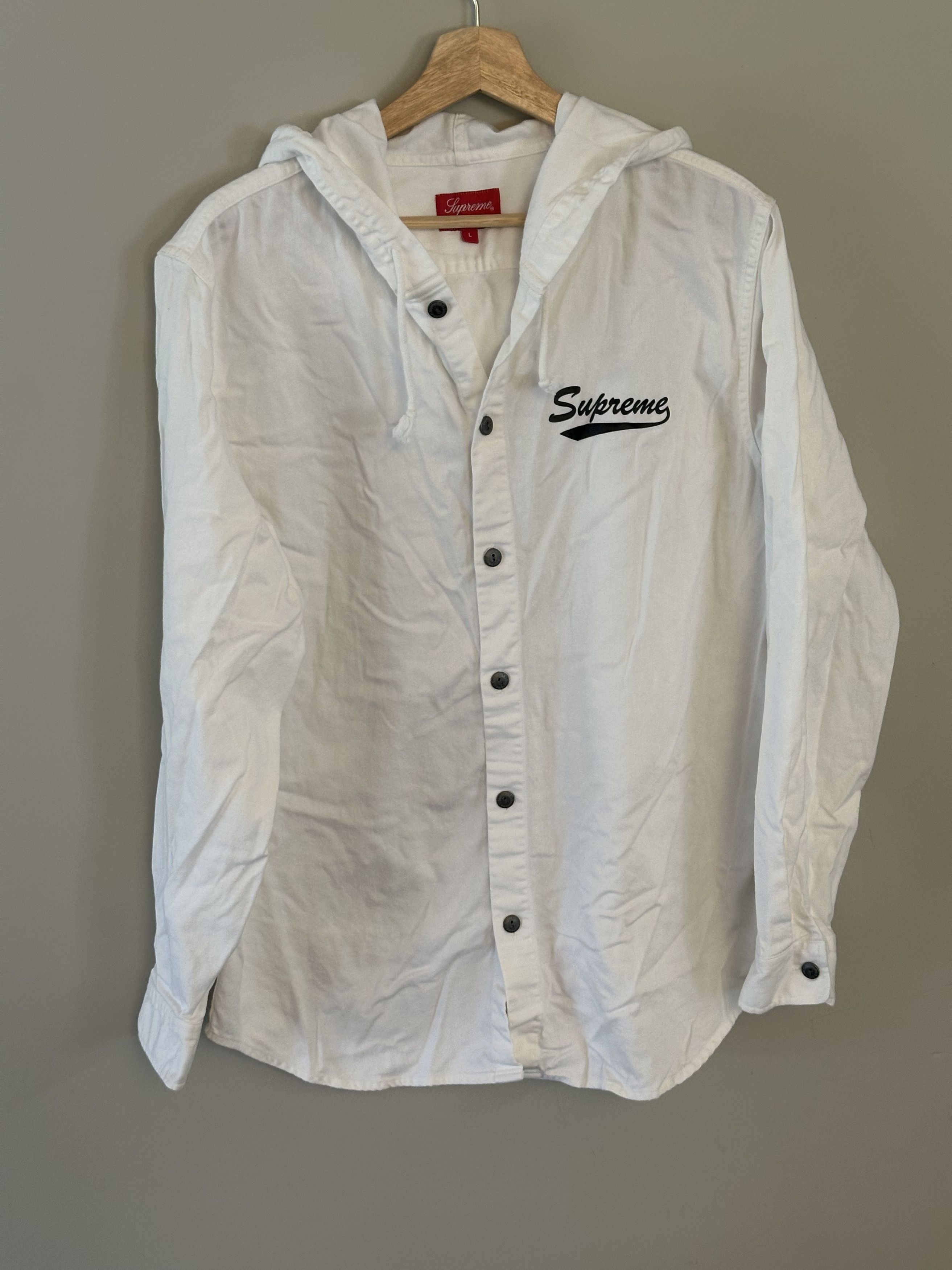 Supreme Supreme Hooded Shirt White SS17 Size US L / EU 52-54 / 3 - 1 Thumbnail
