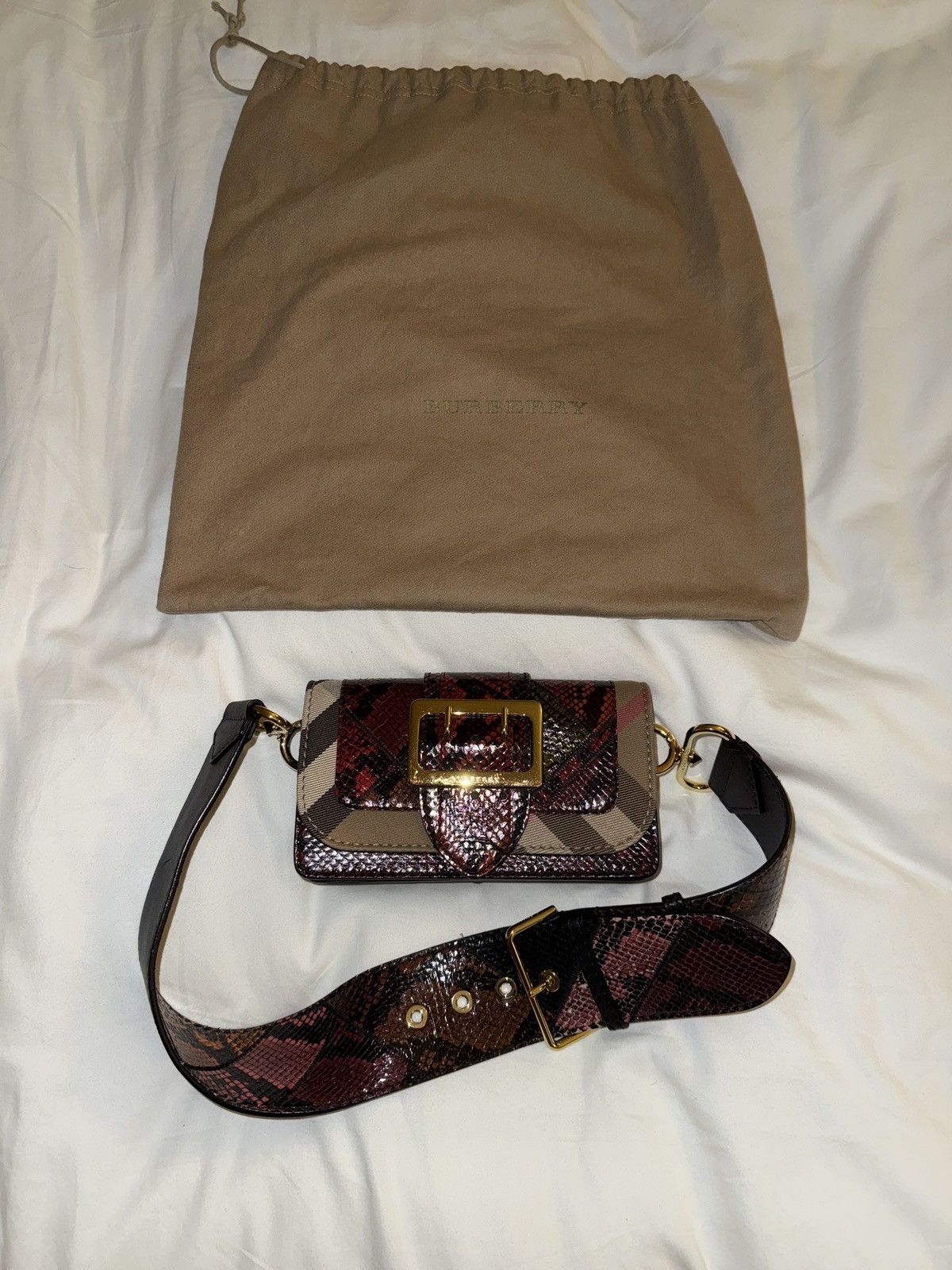 Burberry Mini Buckle Crossbody Bag Python-Embossed Leather Size ONE SIZE - 1 Thumbnail