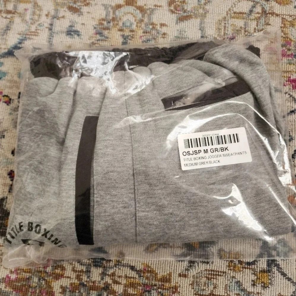 Other Title Men Grey/Black Boxing Jogger Sweatpants Drawstring MD Size US 33 - 3 Thumbnail