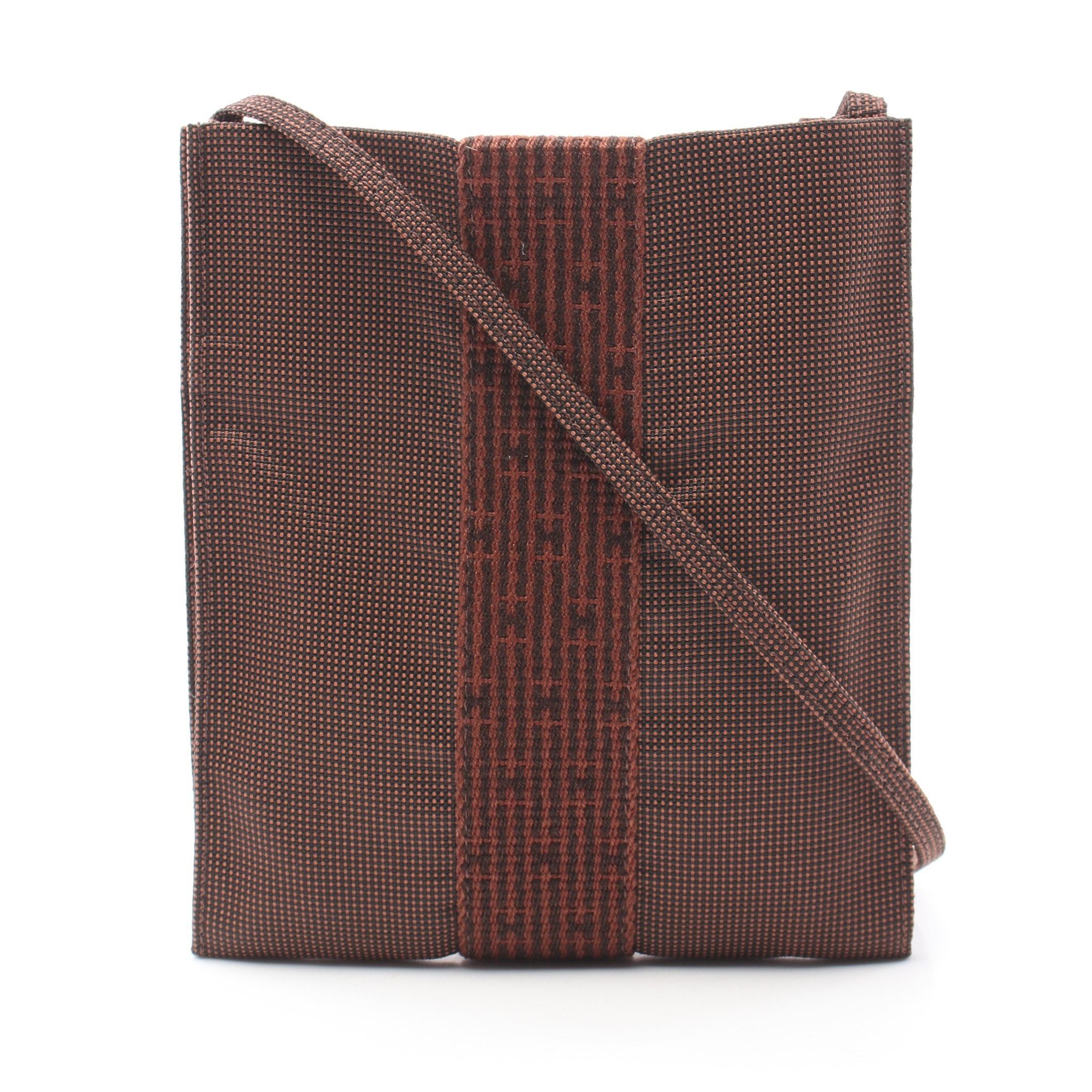 image of Hermes Air Line Pochette Shoulder Bag Nylon Canvas Brown, Women's