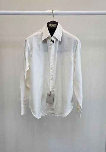 Tom Ford o1sm1stk0725 Classic Collar Silk Rescue Shirt in Nude White Size US M / EU 48-50 / 2 - 1 Thumbnail