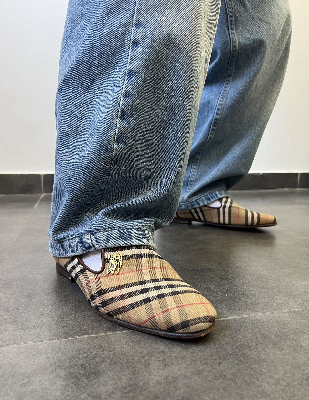Burberry Nova Check Felt Loafers