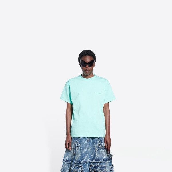 Balenciaga o1s1wg111124 Logo T-Shirt Medium Fit in Mint Green Size XS / US 0-2 / IT 36-38 - 3 Thumbnail