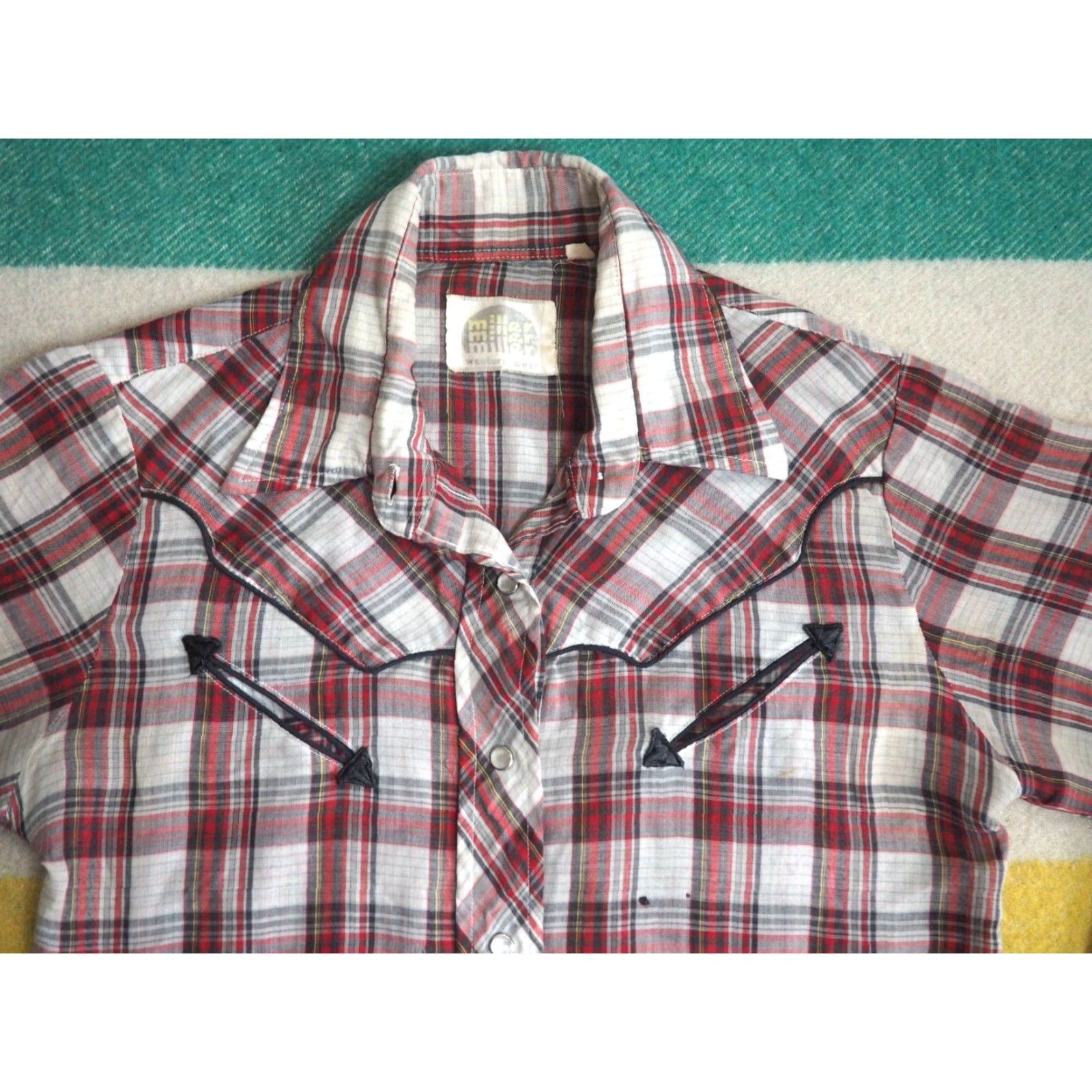 Vintage VTG Miller Western Shirt XS Red Plaid Pearl Snap Button 60s 70s Cowboy Rockabilly Cotton Long Sleeve Size US XS / EU 42 / 0 - 3 Thumbnail