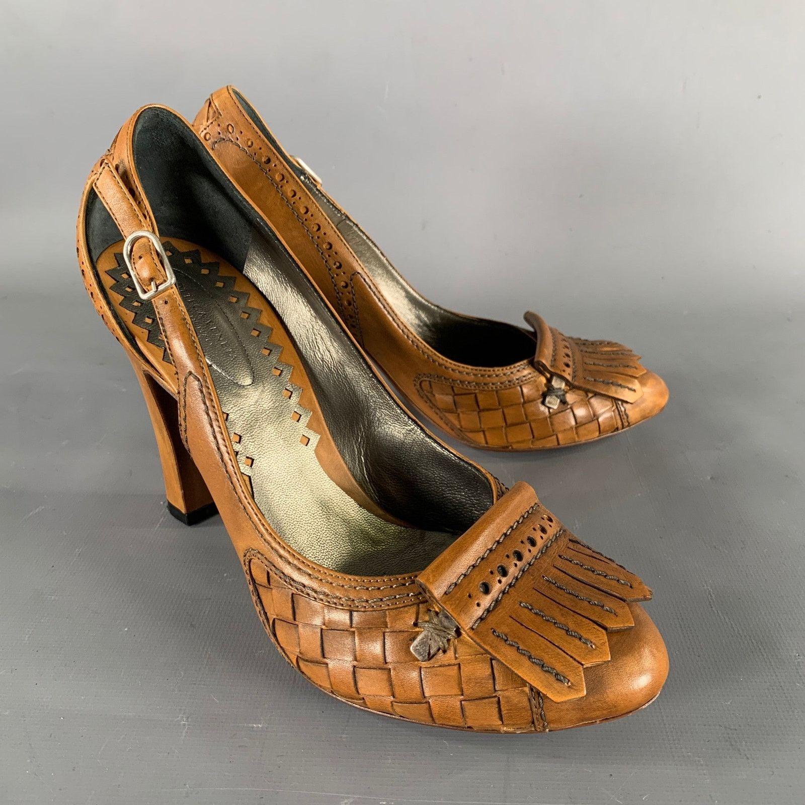 Bottega Veneta BOTTEGA VENETA Size 6.5 Brown Leather Fringe Pumps Size US 6.5 / IT 36.5 - 1 Thumbnail