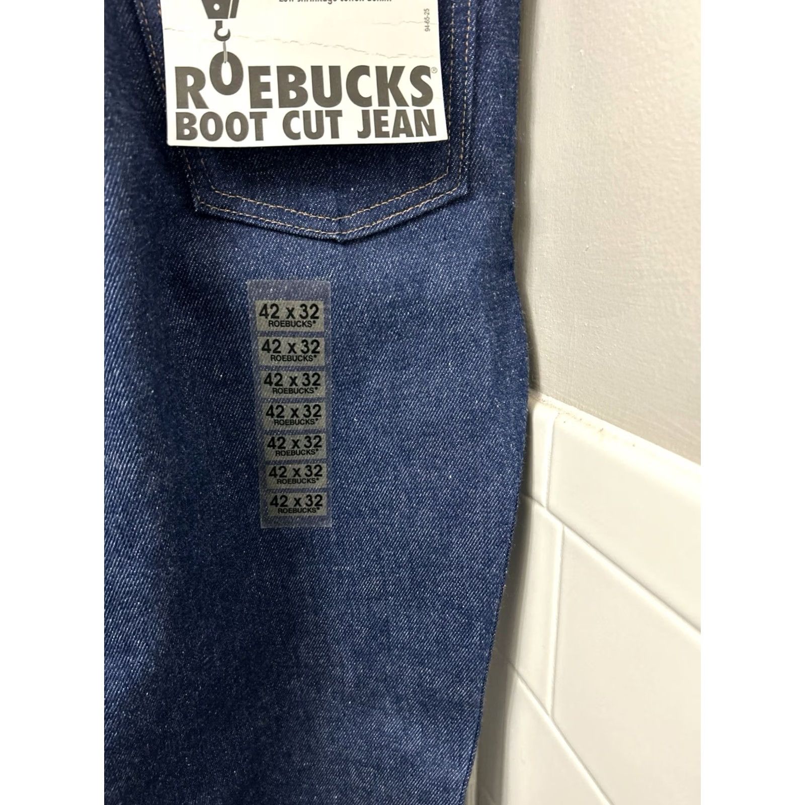 Vintage VTG Roebucks Jeans Mens 42x32 Dark Blue Made In USA Boot Cut NWT Denim YKK 5-Pocket USA Logo Roebucks Wool? Size US 42 / EU 58 - 6 Thumbnail