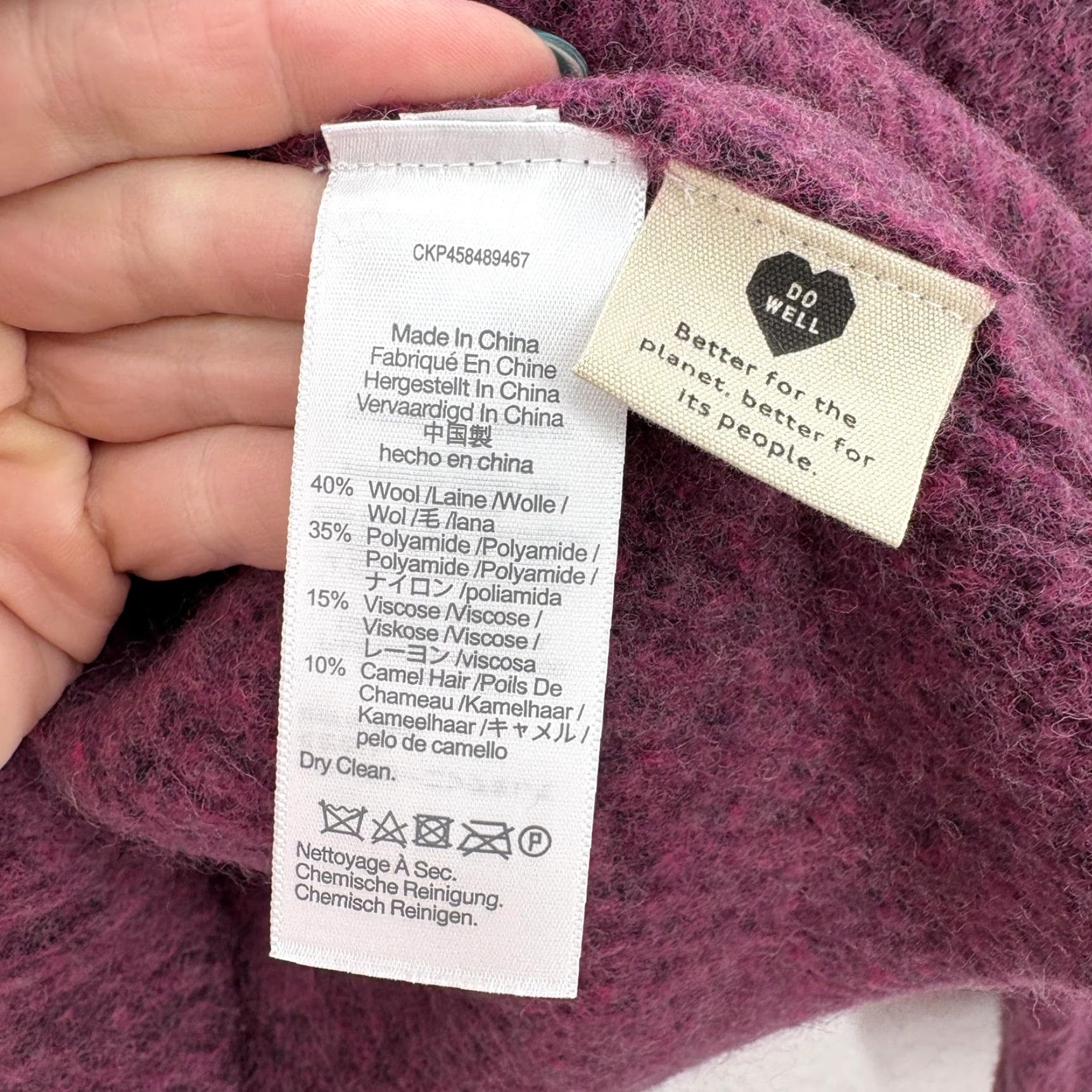 Madewell Madewell Sweater Womens XS Purple Wool Camel Hair Crew Neck Chunky Knit NWT Size XS / US 0-2 / IT 36-38 - 6 Thumbnail