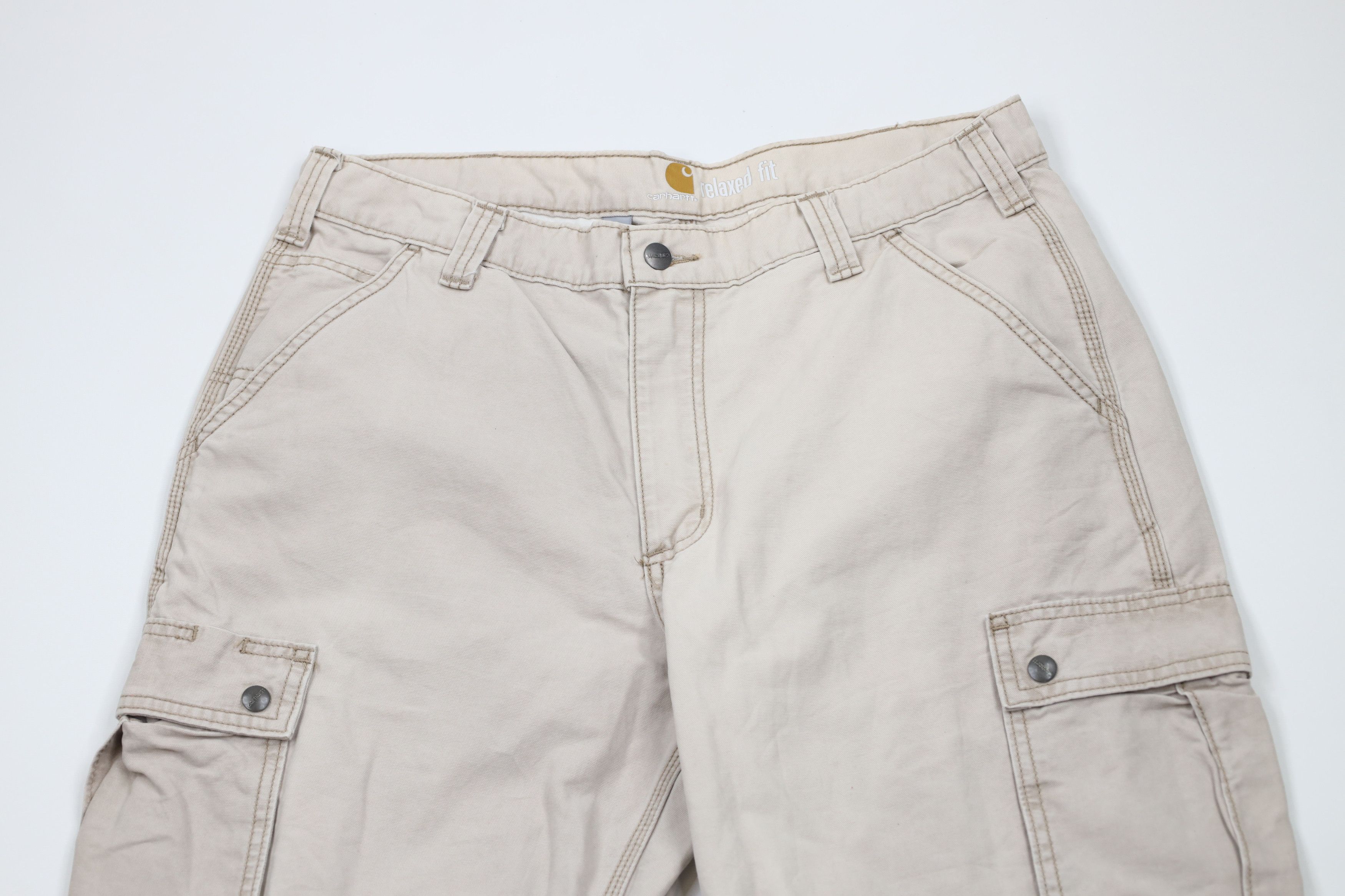 Carhartt × Vintage Vintage Y2K Carhartt Relaxed Fit Wide Leg Cargo Pants Beige Size US 36 / EU 52 - 2 Thumbnail