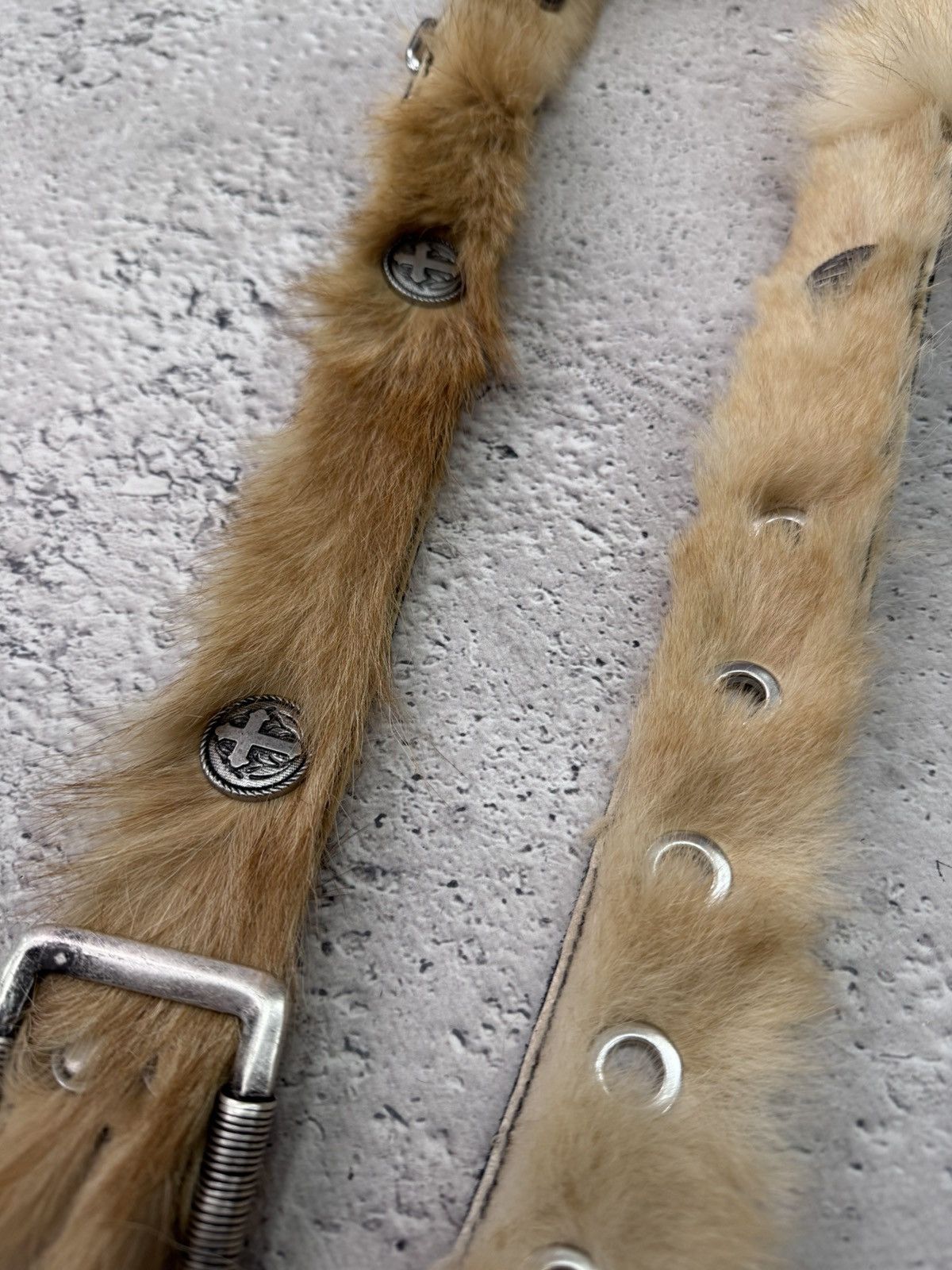 Le Grande Bleu (L.G.B.) × Vintage Vintage Leather Hairy Fur Belt Y2K Cowboys Style Size ONE SIZE - 6 Thumbnail